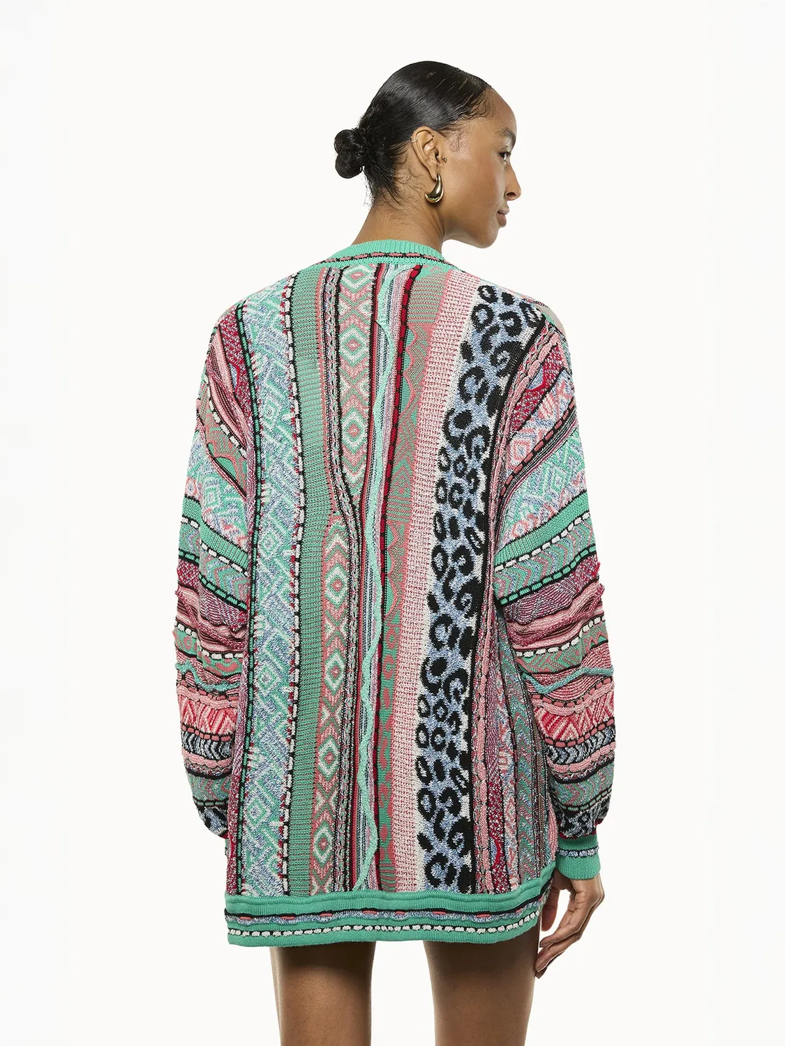 Laneus Multi-Thread Jacquard Over Cardigan emerald bomuld