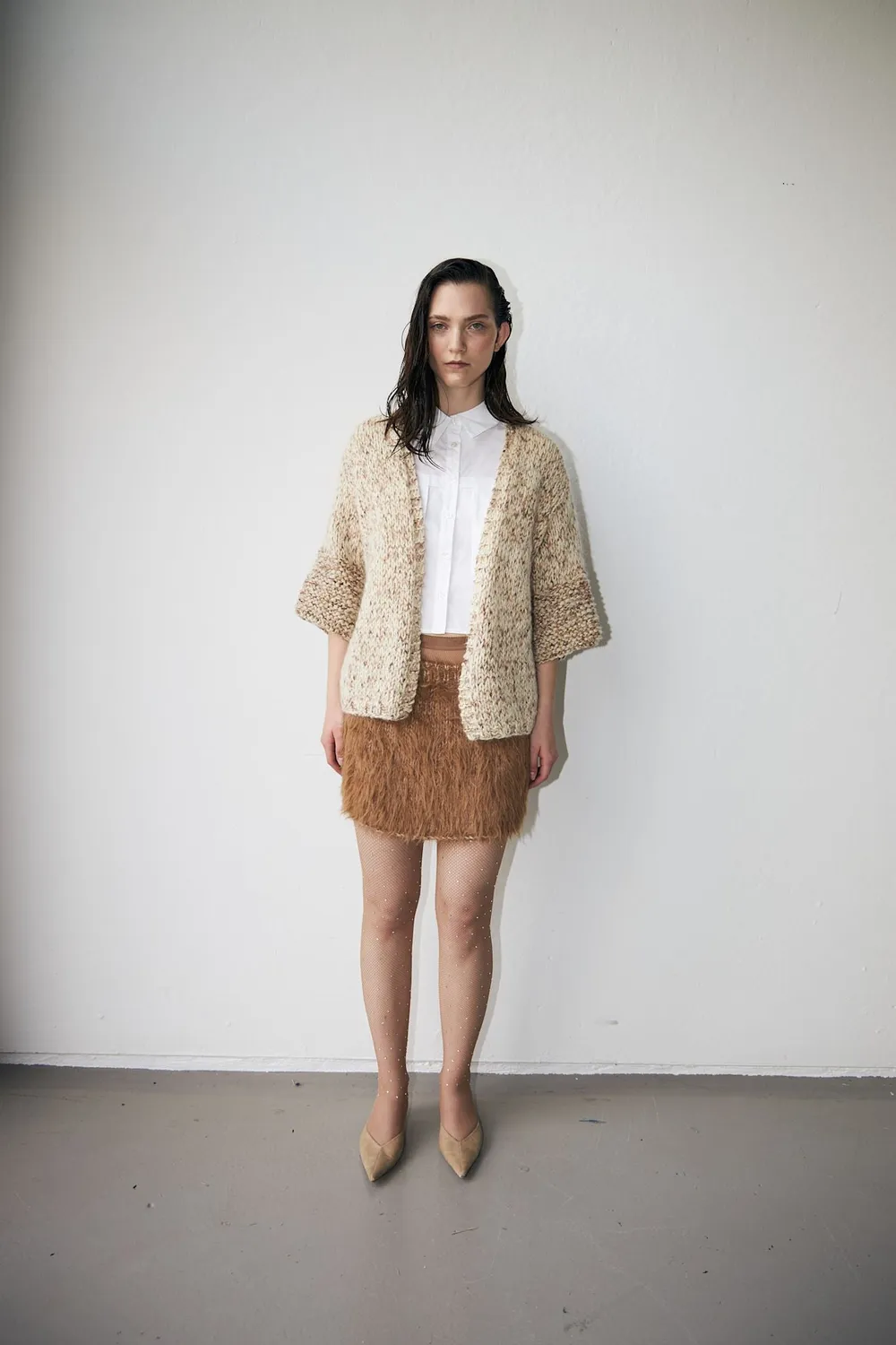 DAWNXDARE BARRÉ mini nederdel 192 Peat mohair
