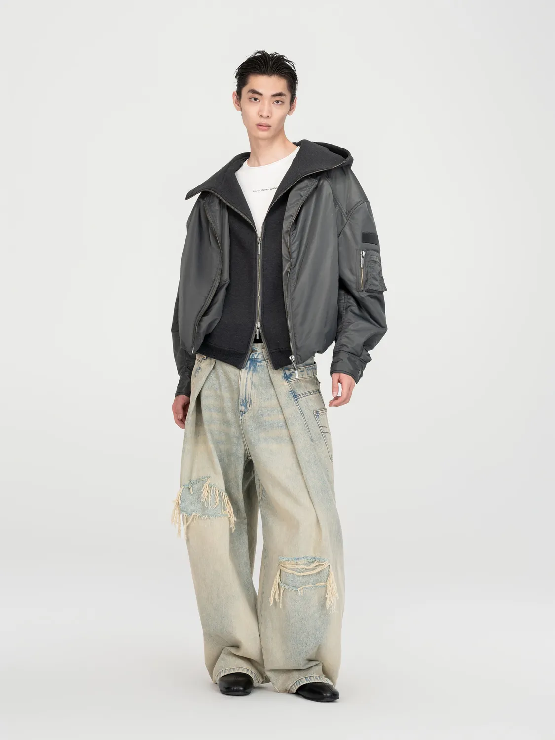 Feng Chen Wang Grey Two-in-One nylon vinterjakke grå