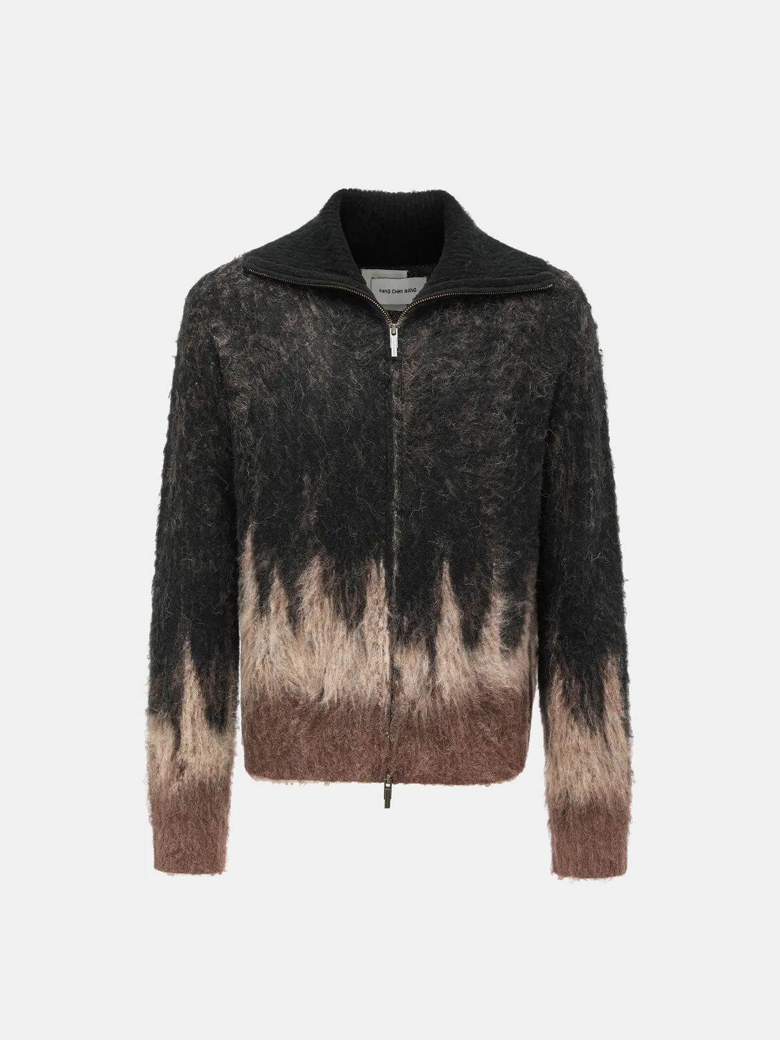 Feng Chen Wang Jacquard Knit Zip-Up Cardigan brun