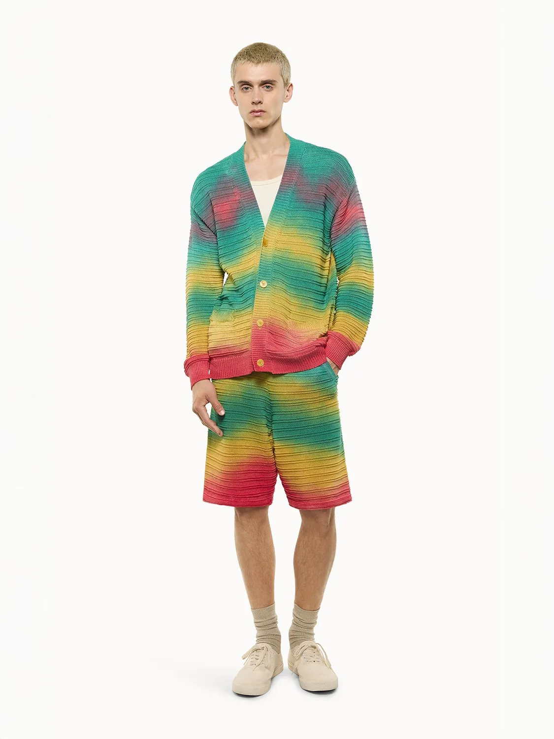 Laneus Oversized Knit Cardigan strikcardigan multicolour bomuld
