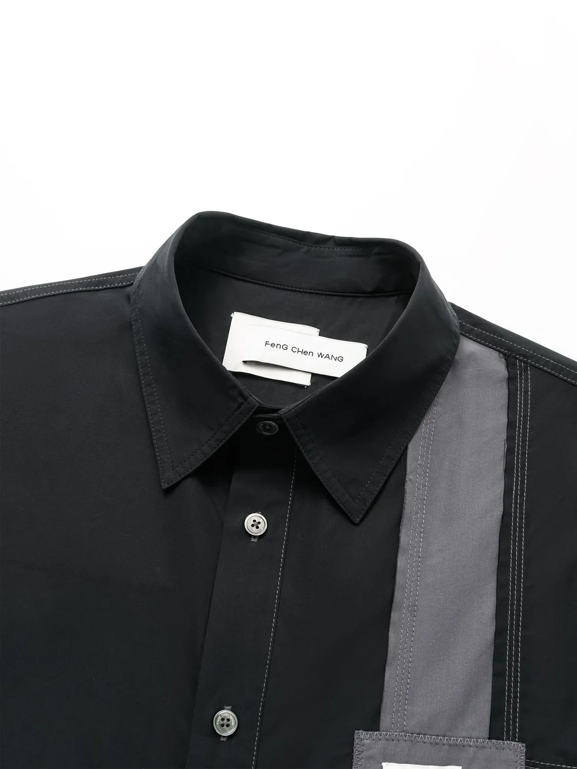 Feng Chen Wang Dark Patchwork skjorte mørk bomuld