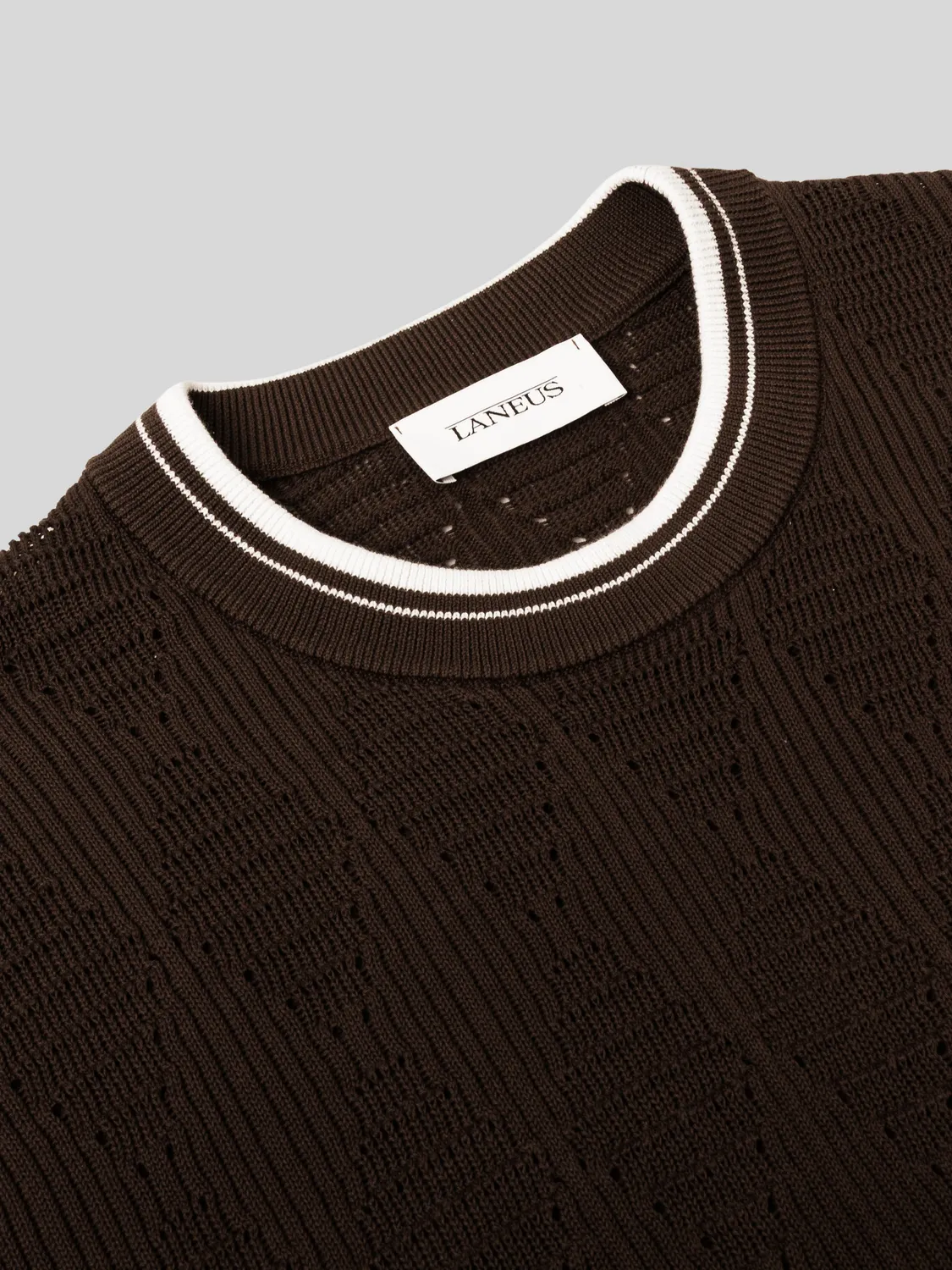 Laneus Open-Knit T-shirt brun hullet bomuld