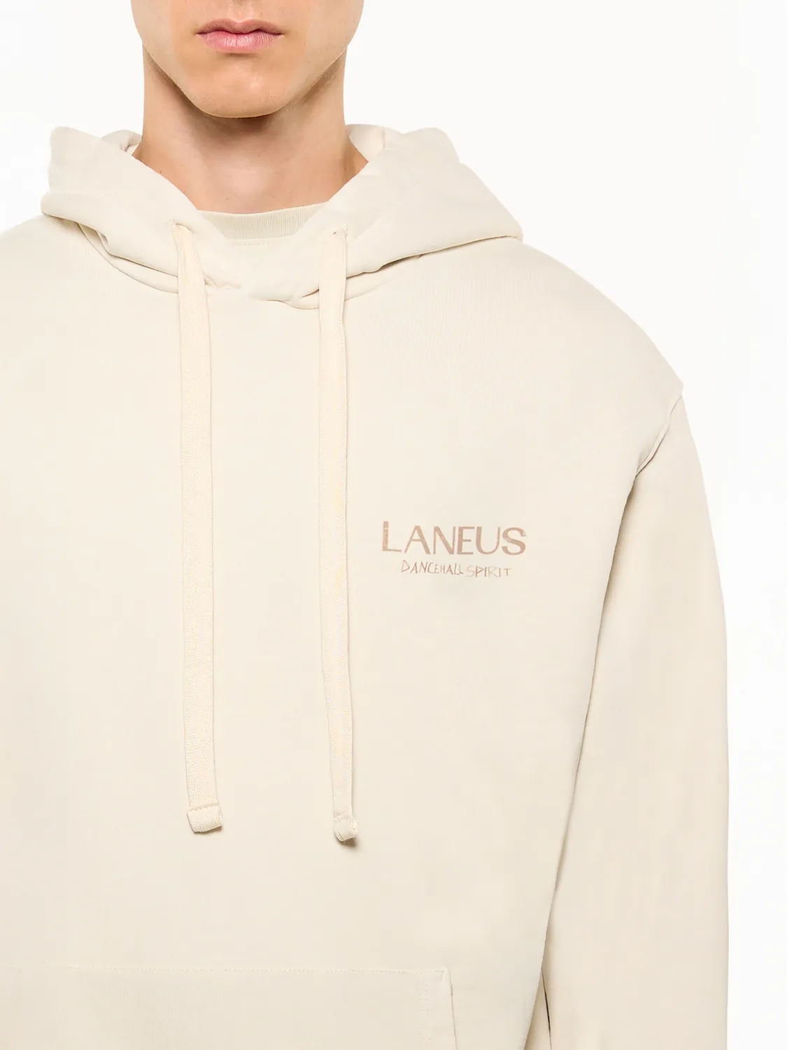 Laneus Cotton Hoodie hættetrøje cream bomuld