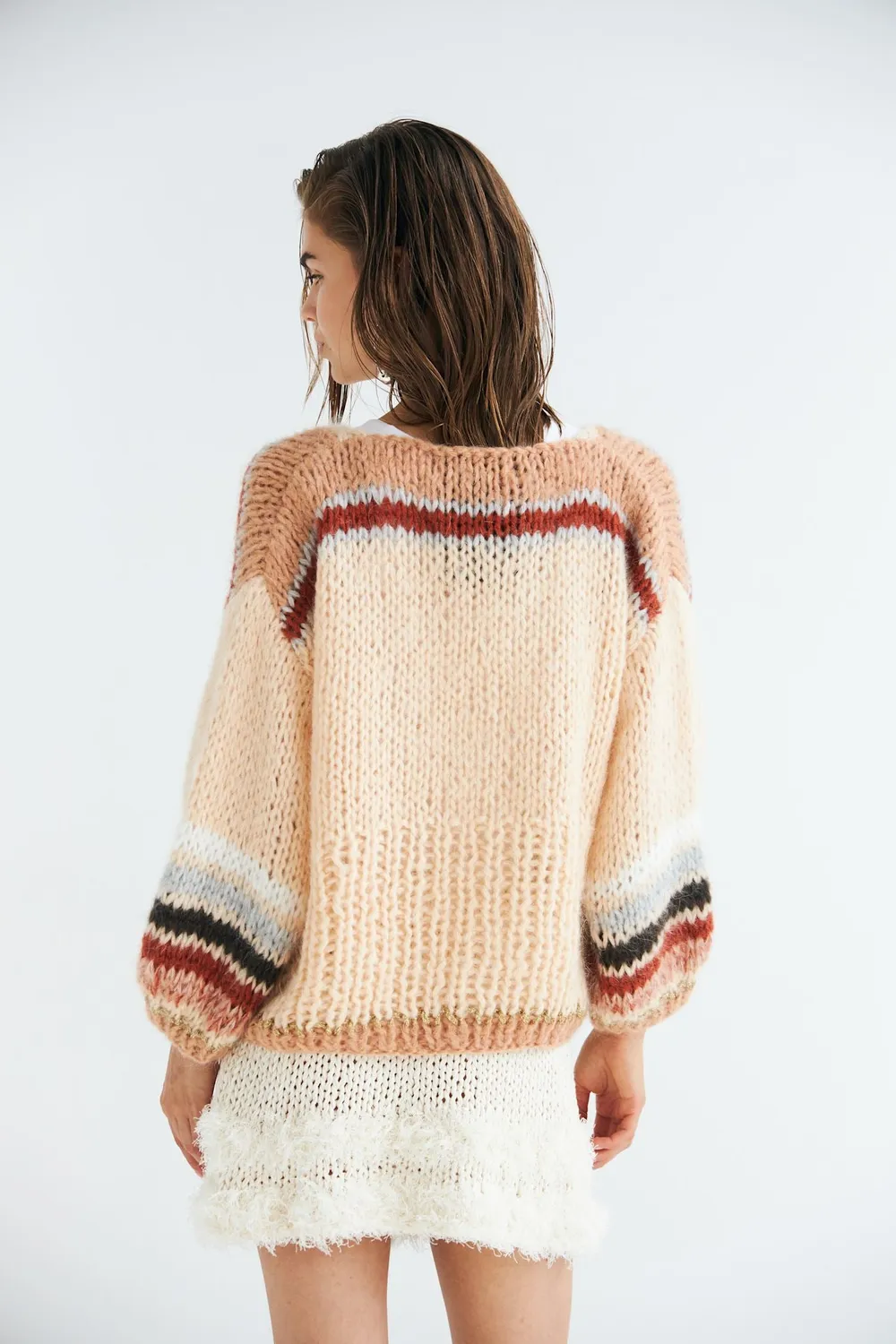 DAWNXDARE Eden 104 Wheat strikcardigan stribet