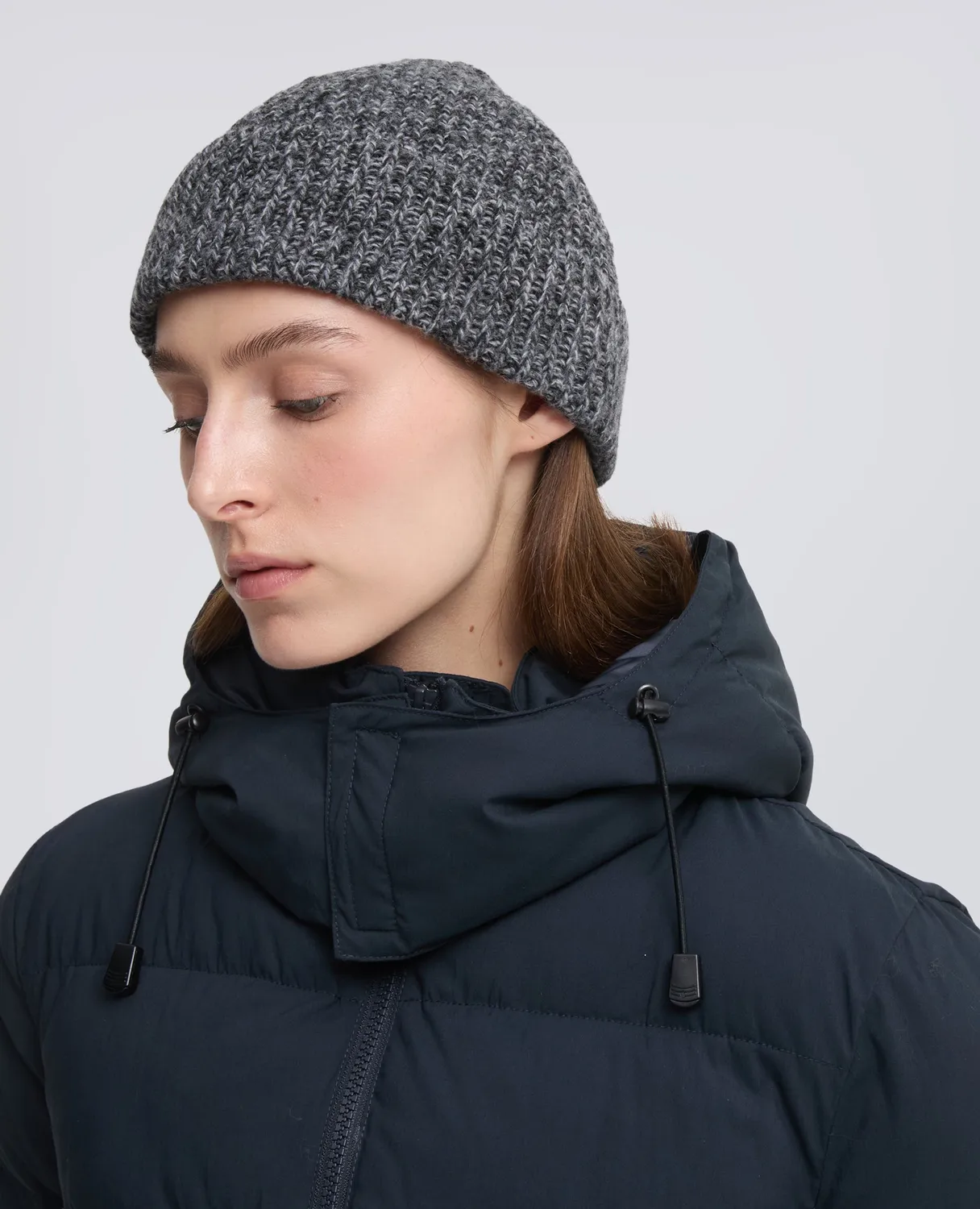 Aspesi Ribbed Wool Beanie hue grå mouliné