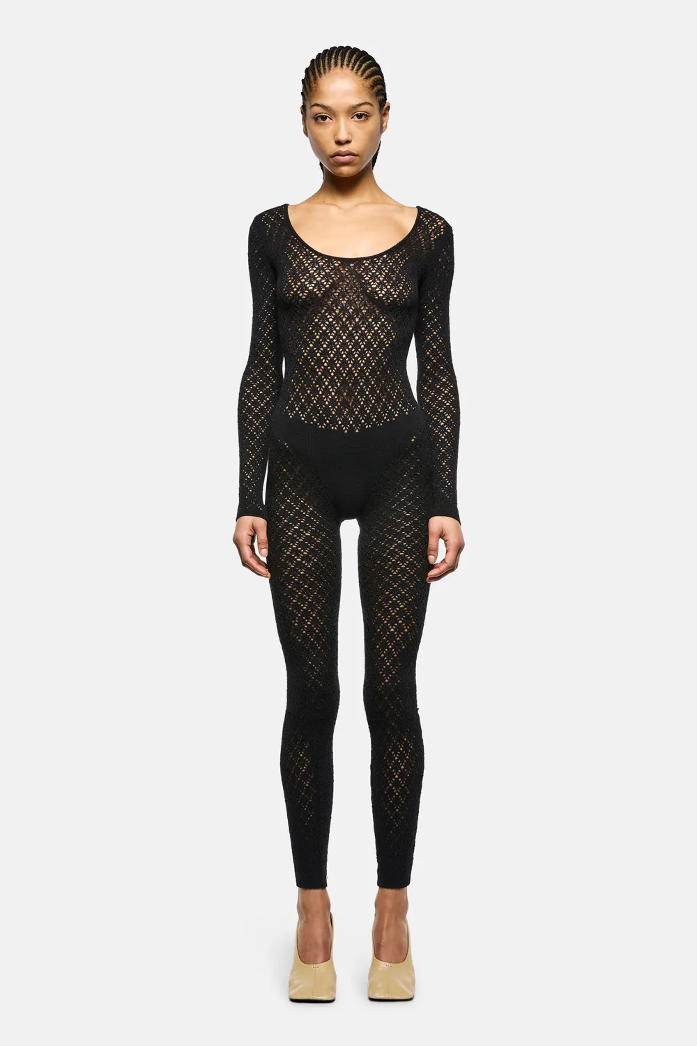 Laneus jumpsuit sort åbenstrik uld