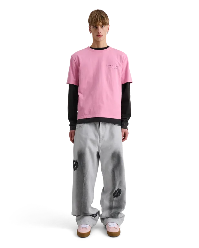 Alis Torey Cropped t-shirt solid pink bomuld