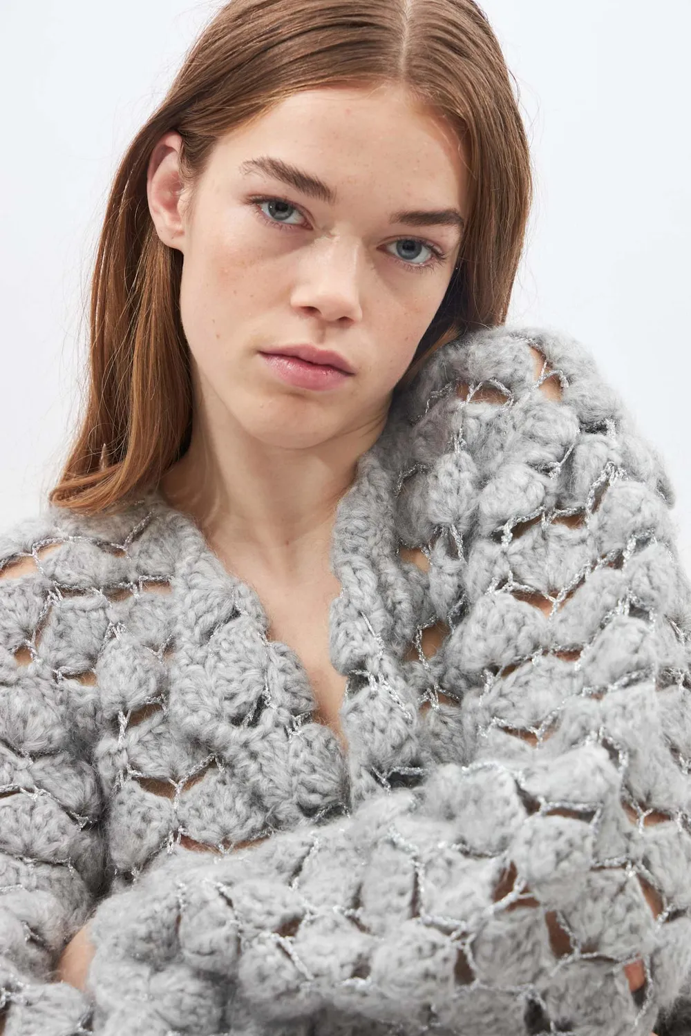 DAWNXDARE Ginza cardigan 190 cloud silver hæklet