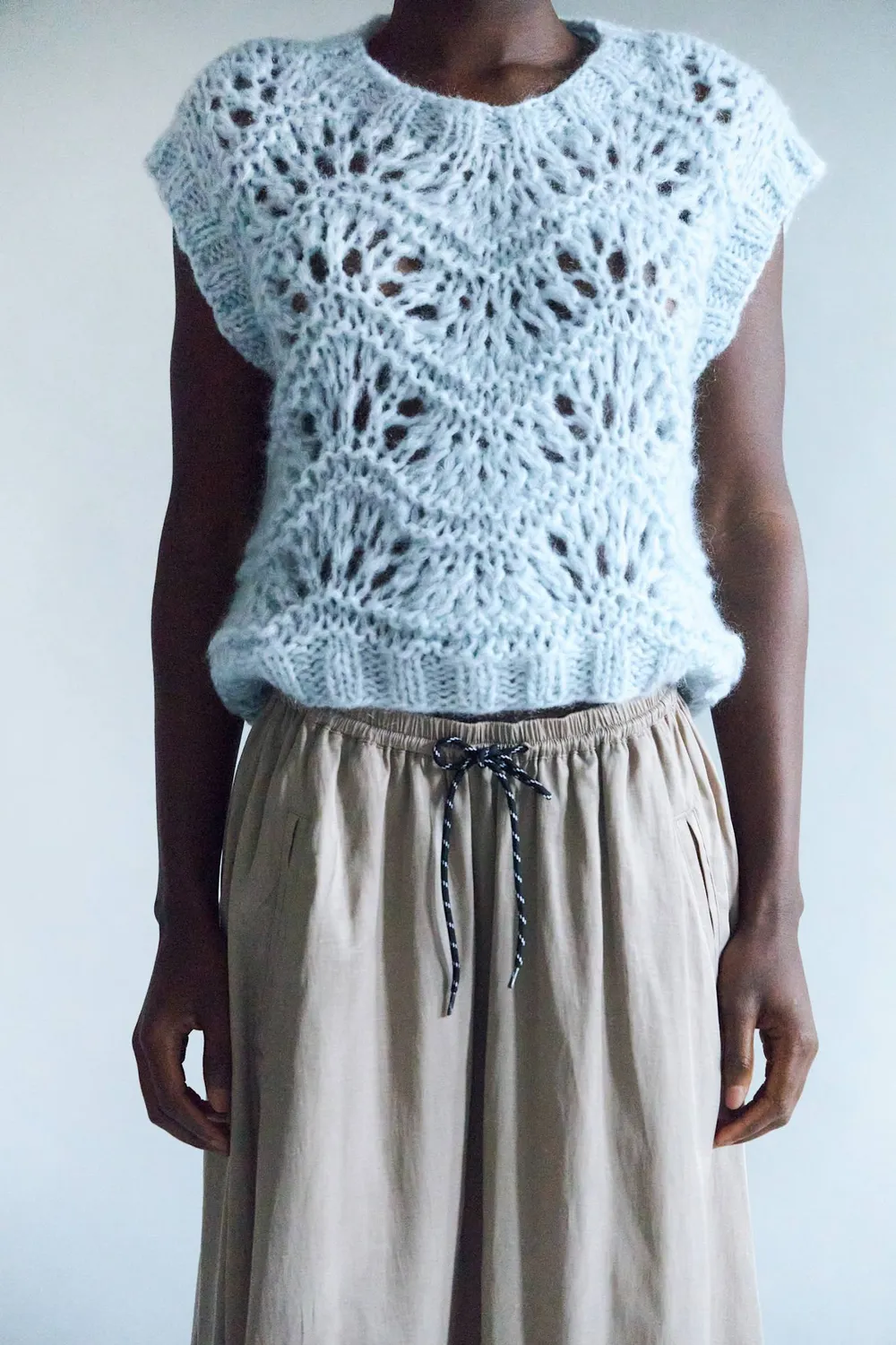 Dawnxdare Copa strikketop ice blue mohair