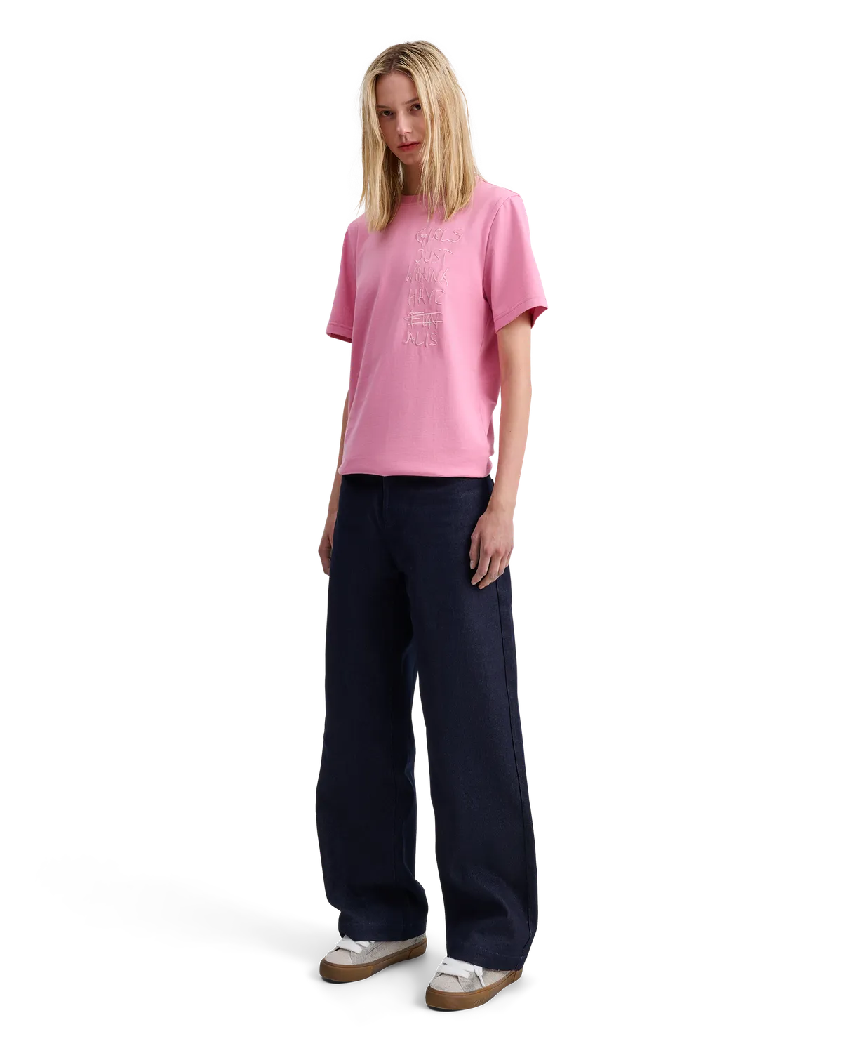 Alis Jeron t-shirt broderi solid pink