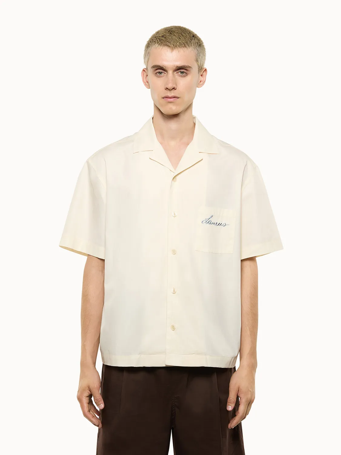 Laneus Embroidered Shirt skjorte creme bomuld