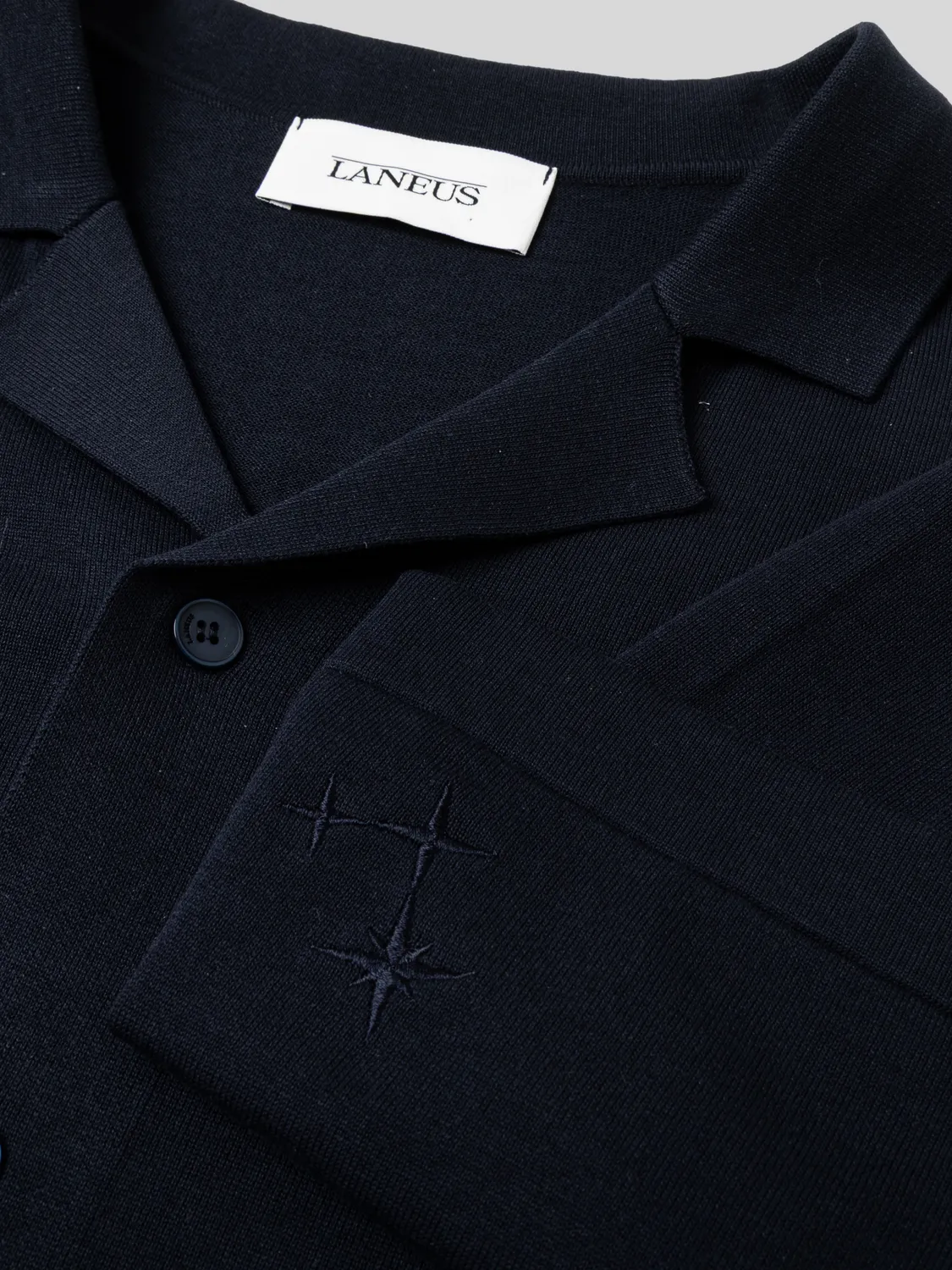 Laneus Knitted Shirt skjorte blå bomuld