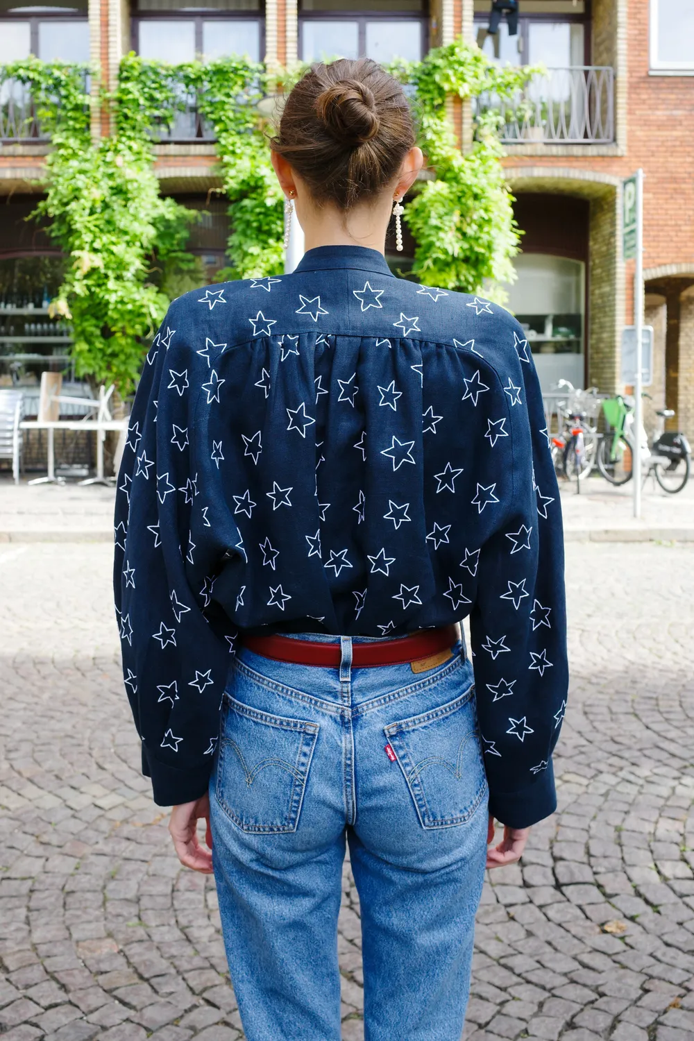 Caro Editions Susan skjortejakke navy stjerne broderi