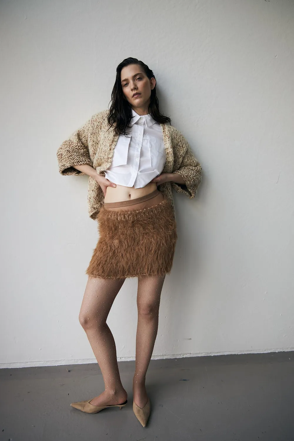DAWNXDARE BARRÉ mini nederdel 192 Peat mohair