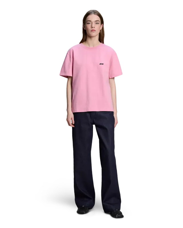 Alis Torey cropped t-shirt solid pink bomuld