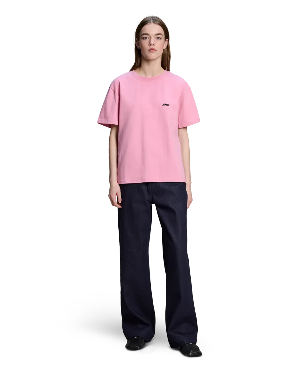 Alis Torey cropped t-shirt solid pink bomuld