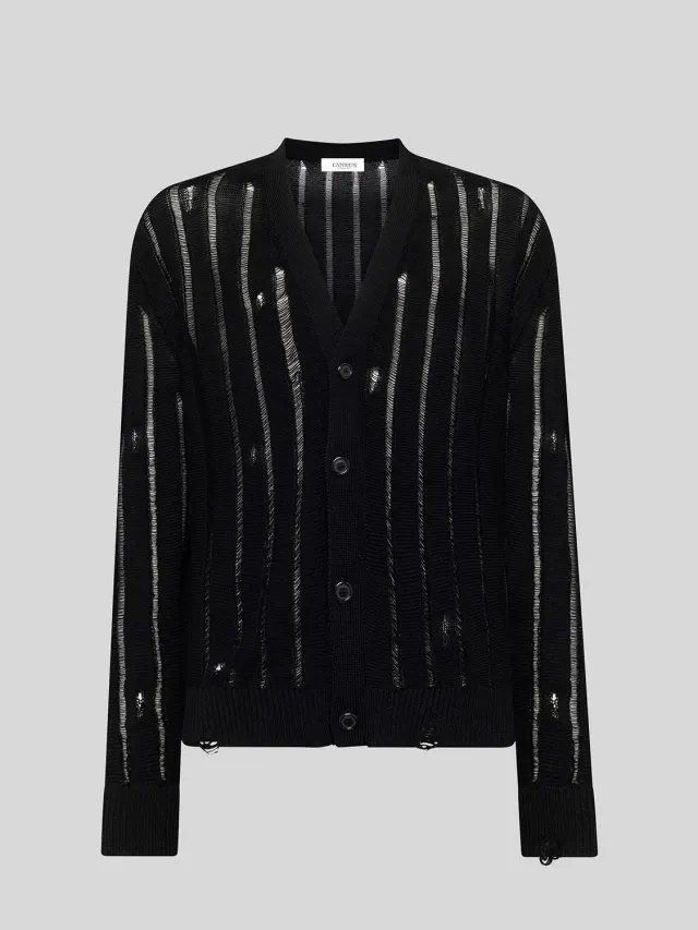 Laneus Knit Cardigan strikcardigan sort økologisk bomuld