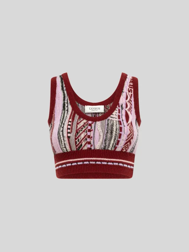 Laneus Slim Fit Jacquard Top strik top fico merinould