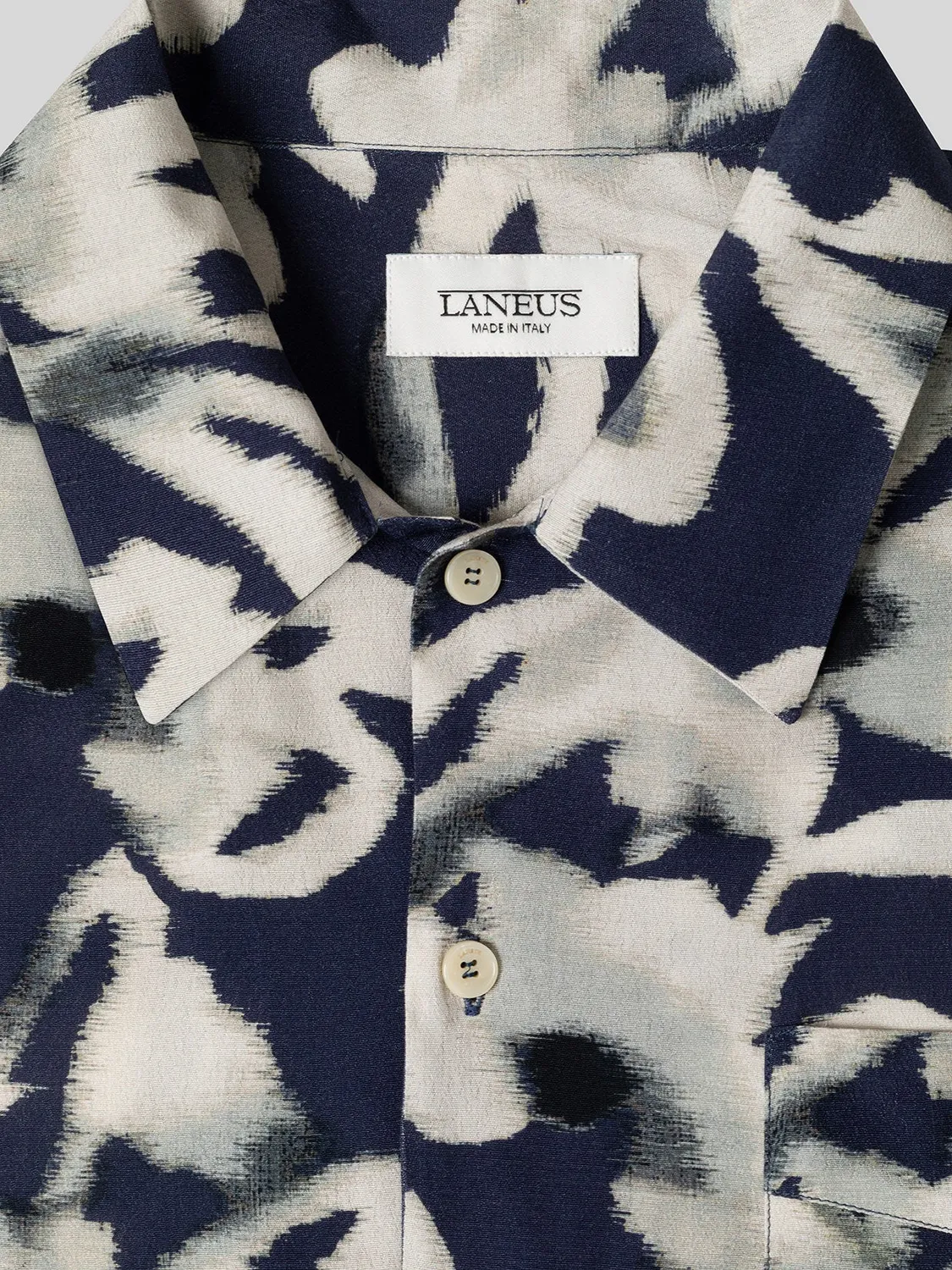 Laneus Bowling Shirt skjorte navy blomstret viskose