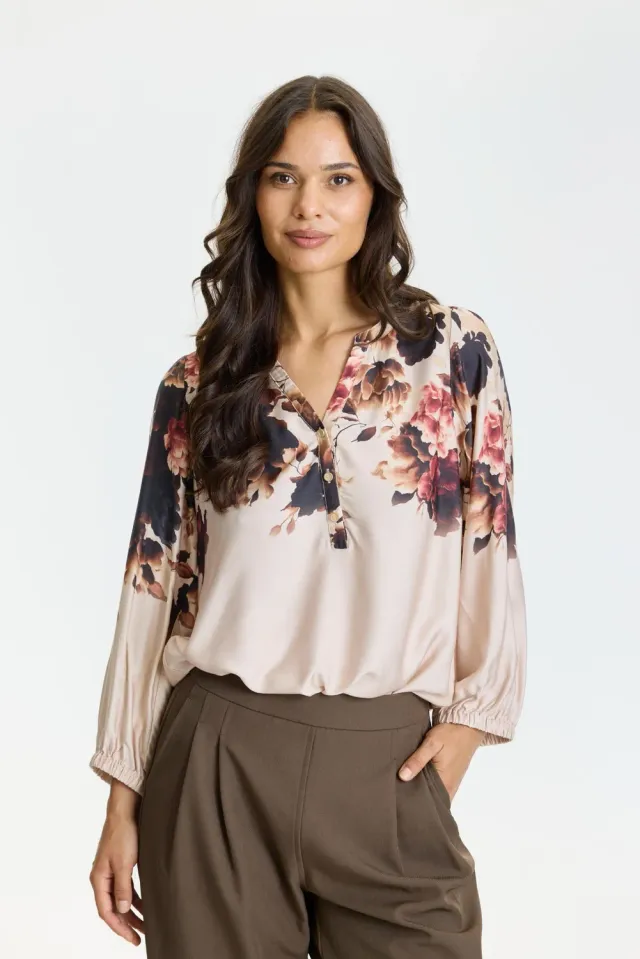 IN FRONT Freecia bluse blomstret knaplukning