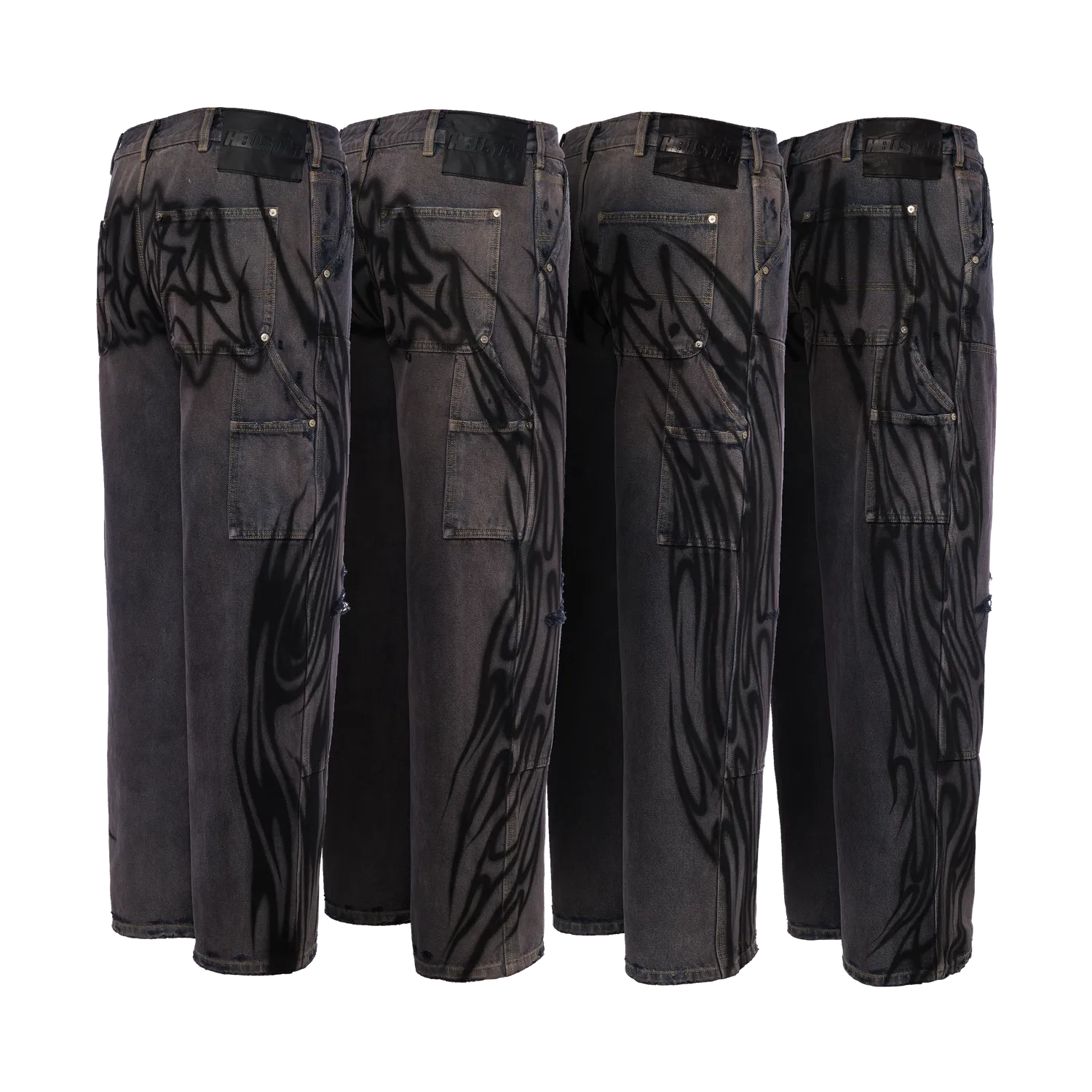 Hellstar Black Denim Ripped jeans sort onesize