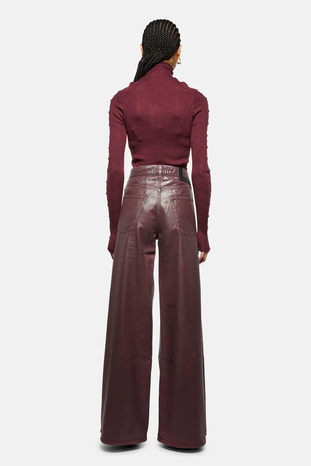 Laneus Baggy jeans bordeaux coated bomuld