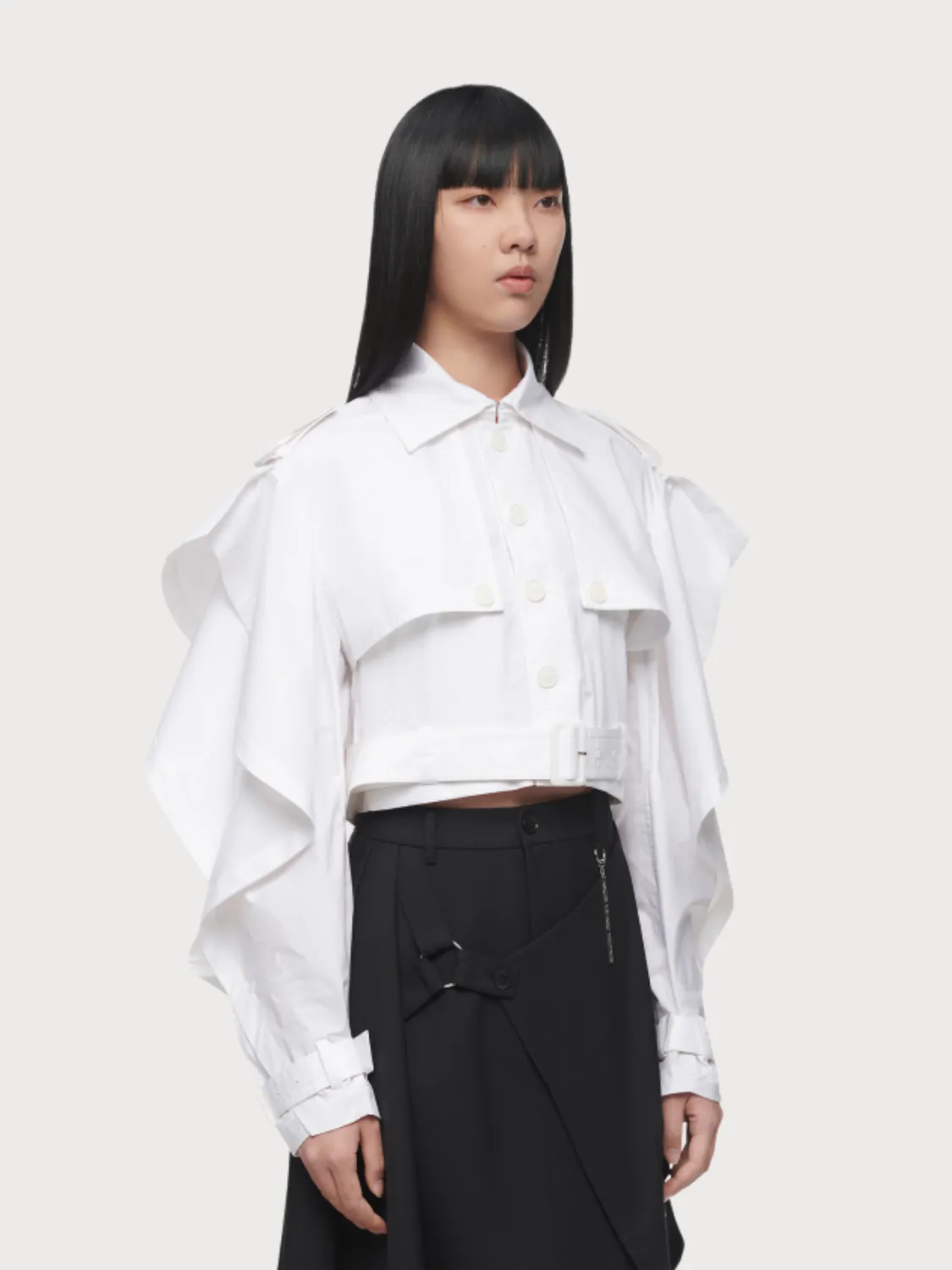 Feng Chen Wang Cotton Shirting Draped Bell jakke draperet