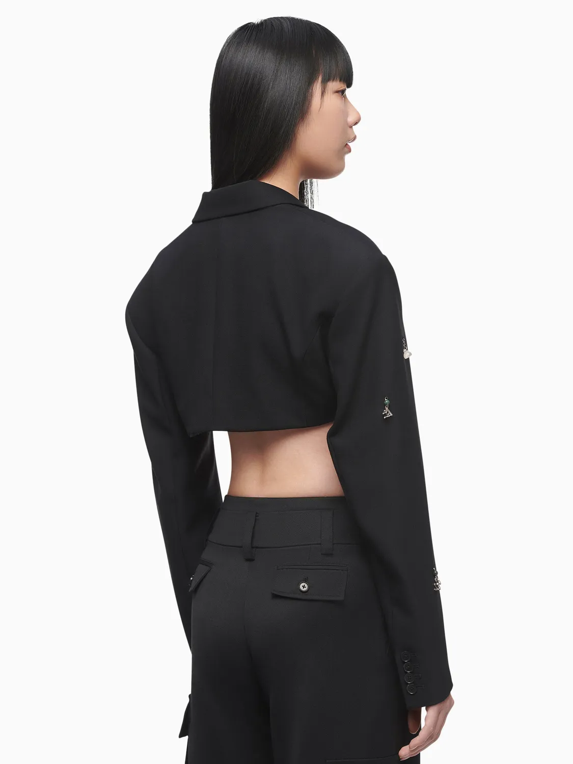 Feng Chen Wang embellished jakke sort cropped