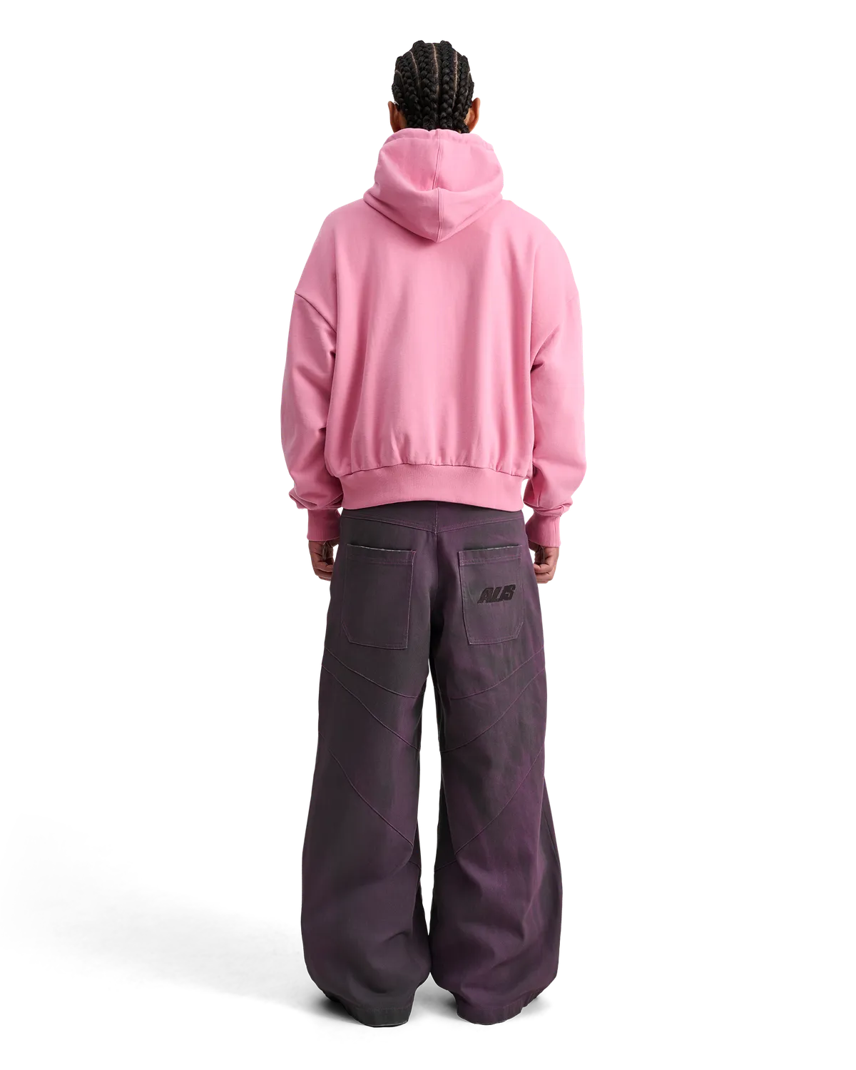 Alis Shen cropped hoodie lynlås pink bomuld