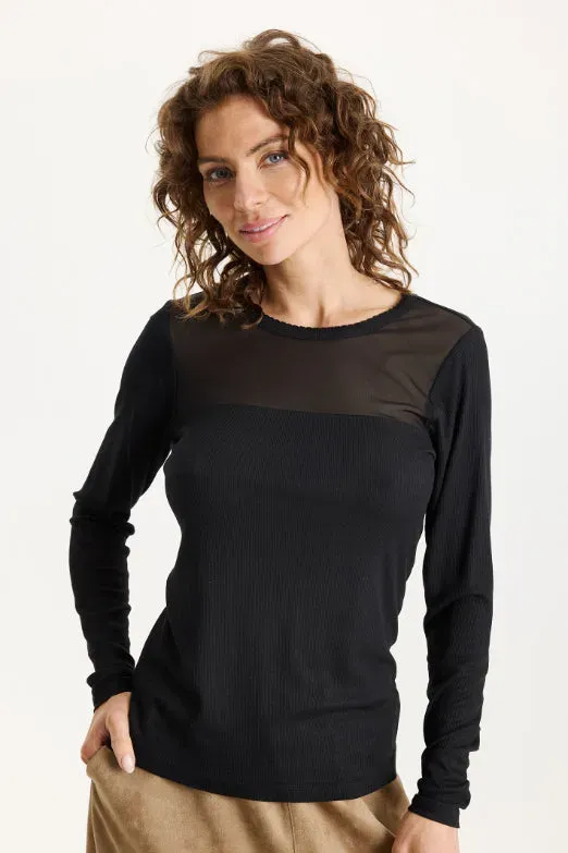 IN FRONT Yvonne t-shirt med mesh viskose