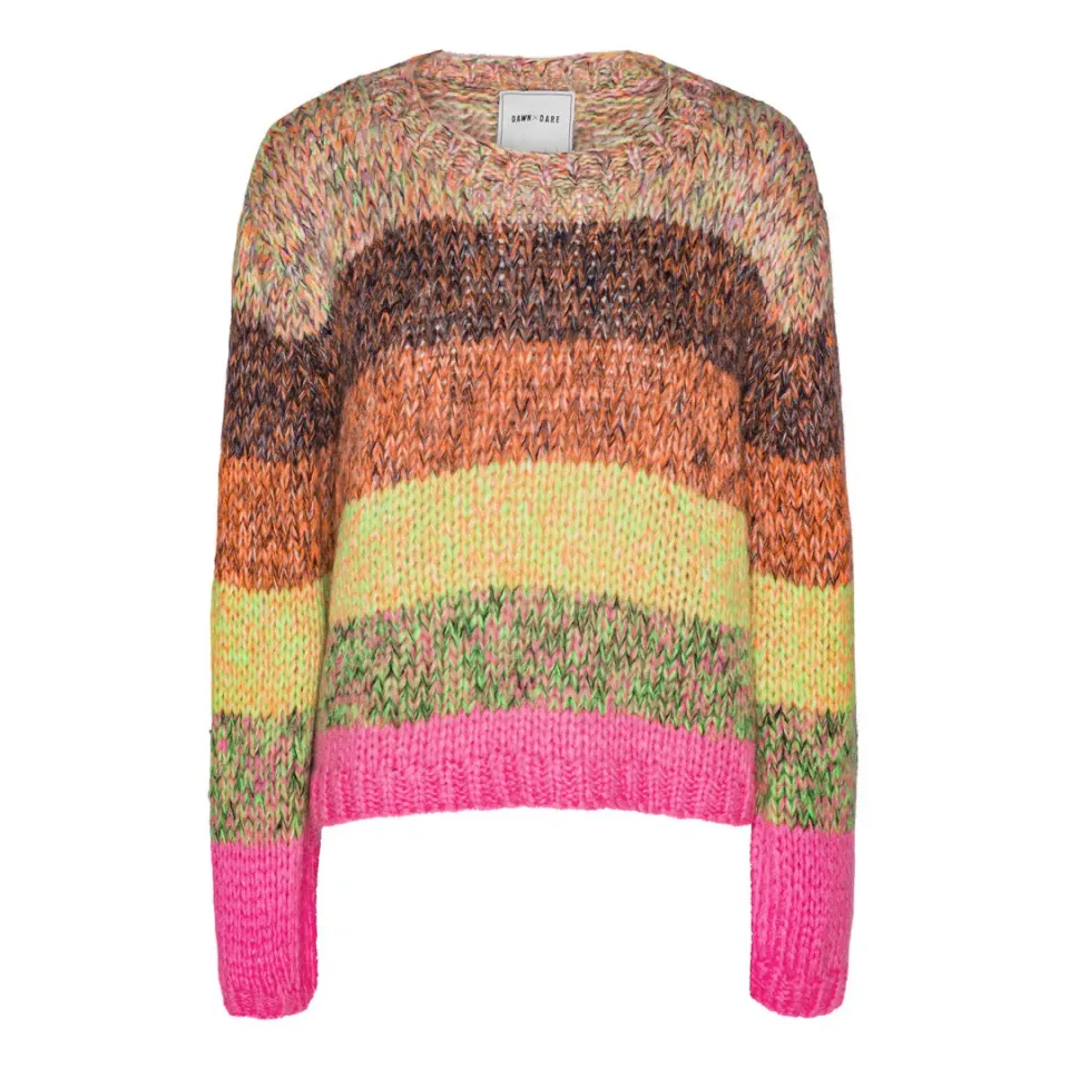 Dawnxdare Gigi Rainbow striktrøje pink multi mohair