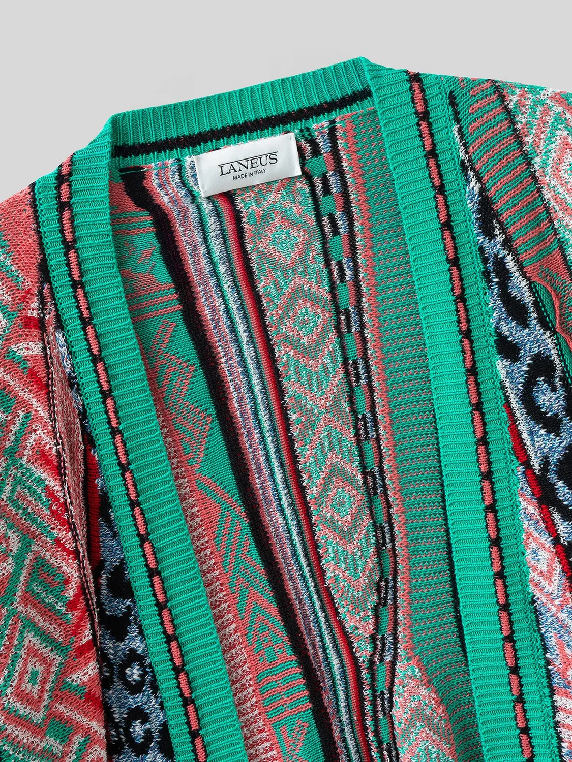 Laneus Multi-Thread Jacquard Over Cardigan emerald bomuld