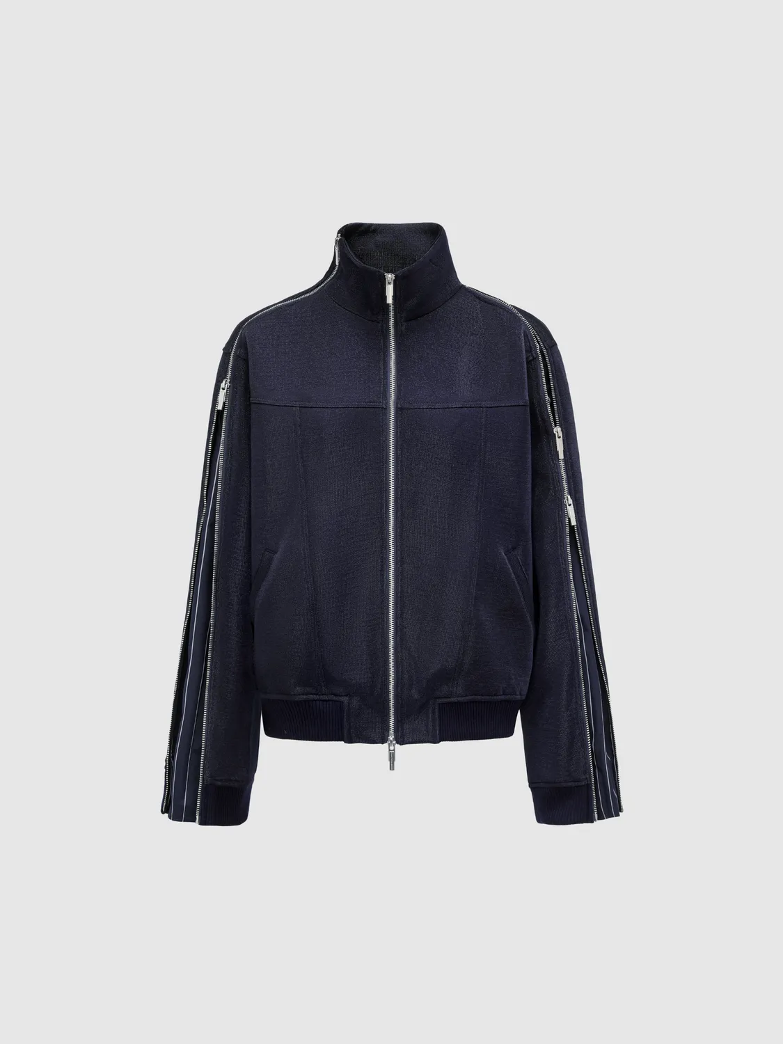 Feng Chen Wang Striped Panel lynlåstrøje navy S-L