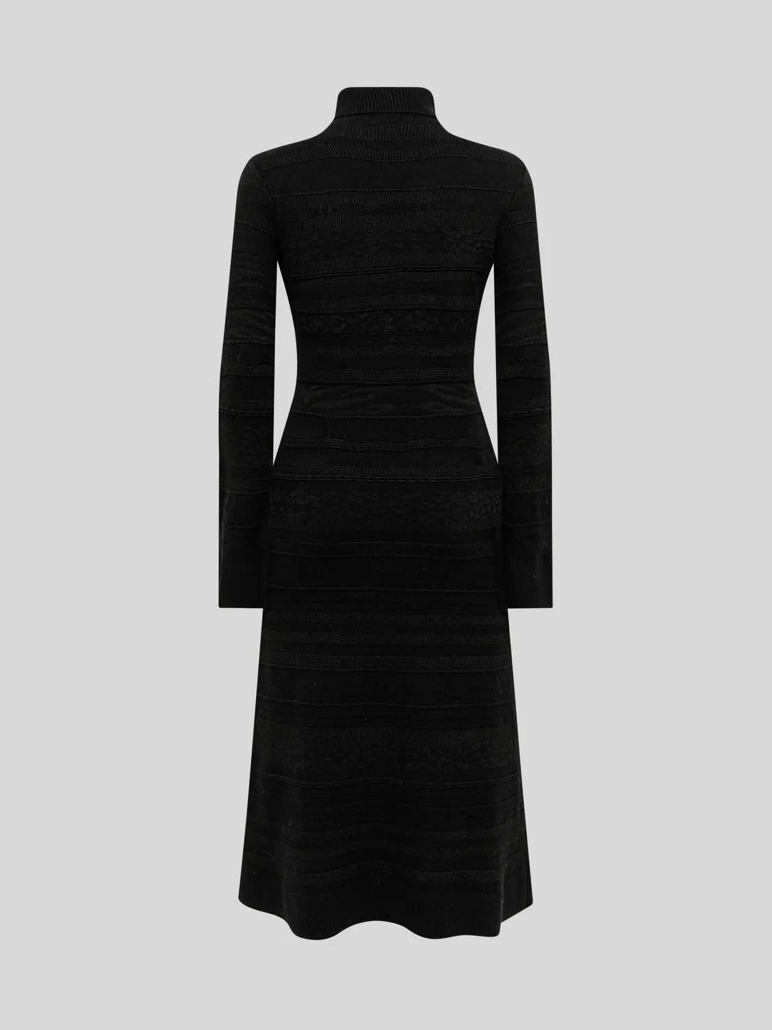 Laneus Jacquard rullekrave kjole sort midi