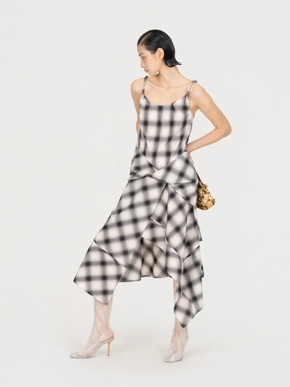 Feng Chen Wang Twisted Drape Dress ternet stropkjole