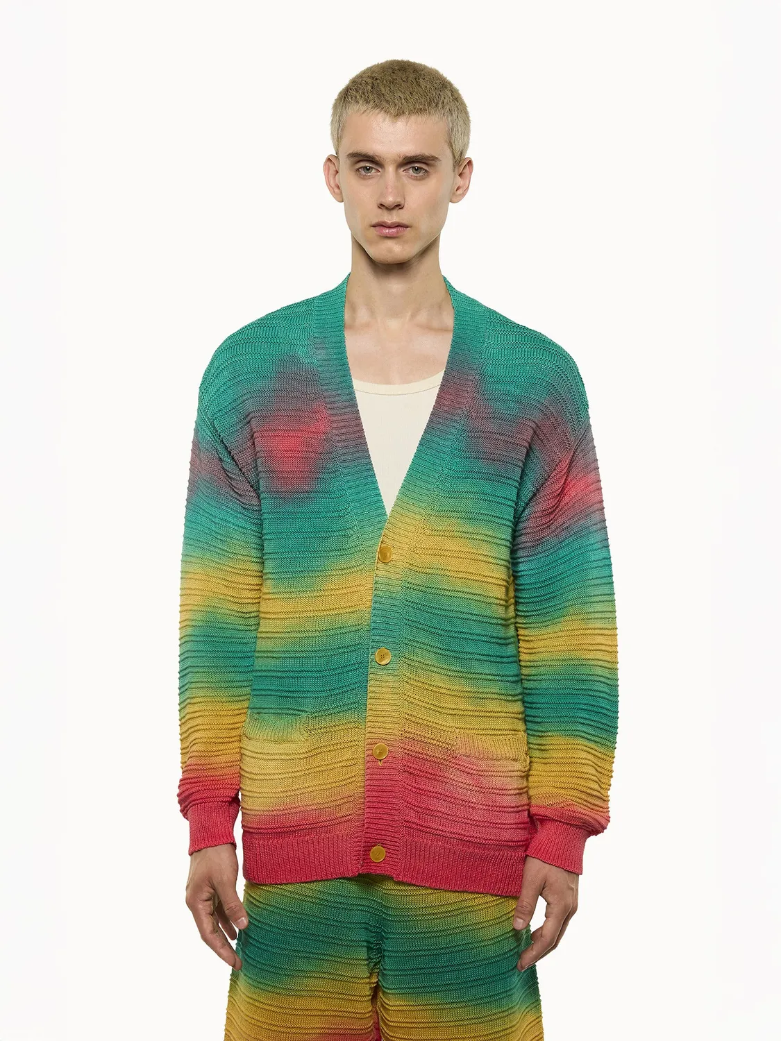 Laneus Oversized Knit Cardigan strikcardigan multicolour bomuld