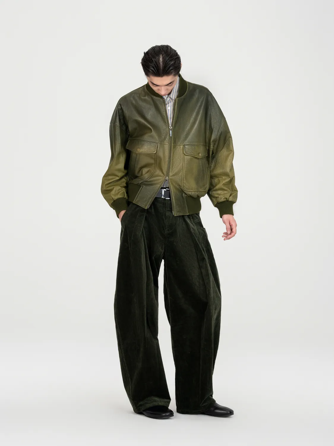 Feng Chen Wang Gradient Bomber læderjakke spray