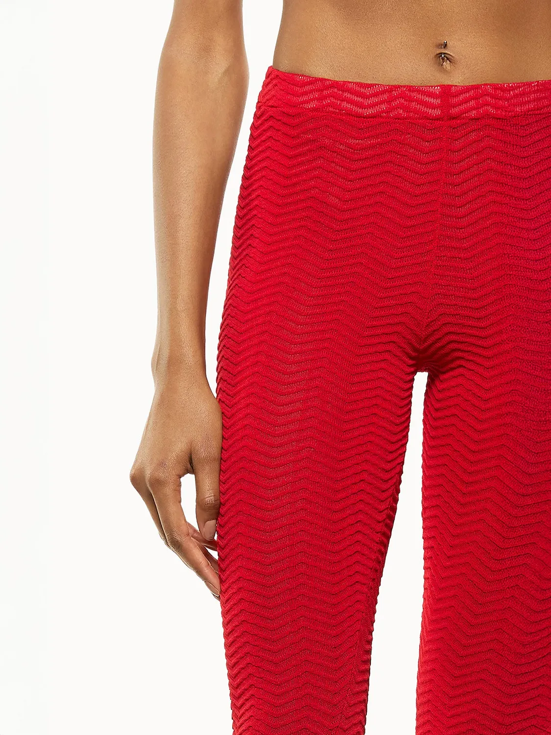 Laneus Knitted Leggings strikleggings rød flare viskose