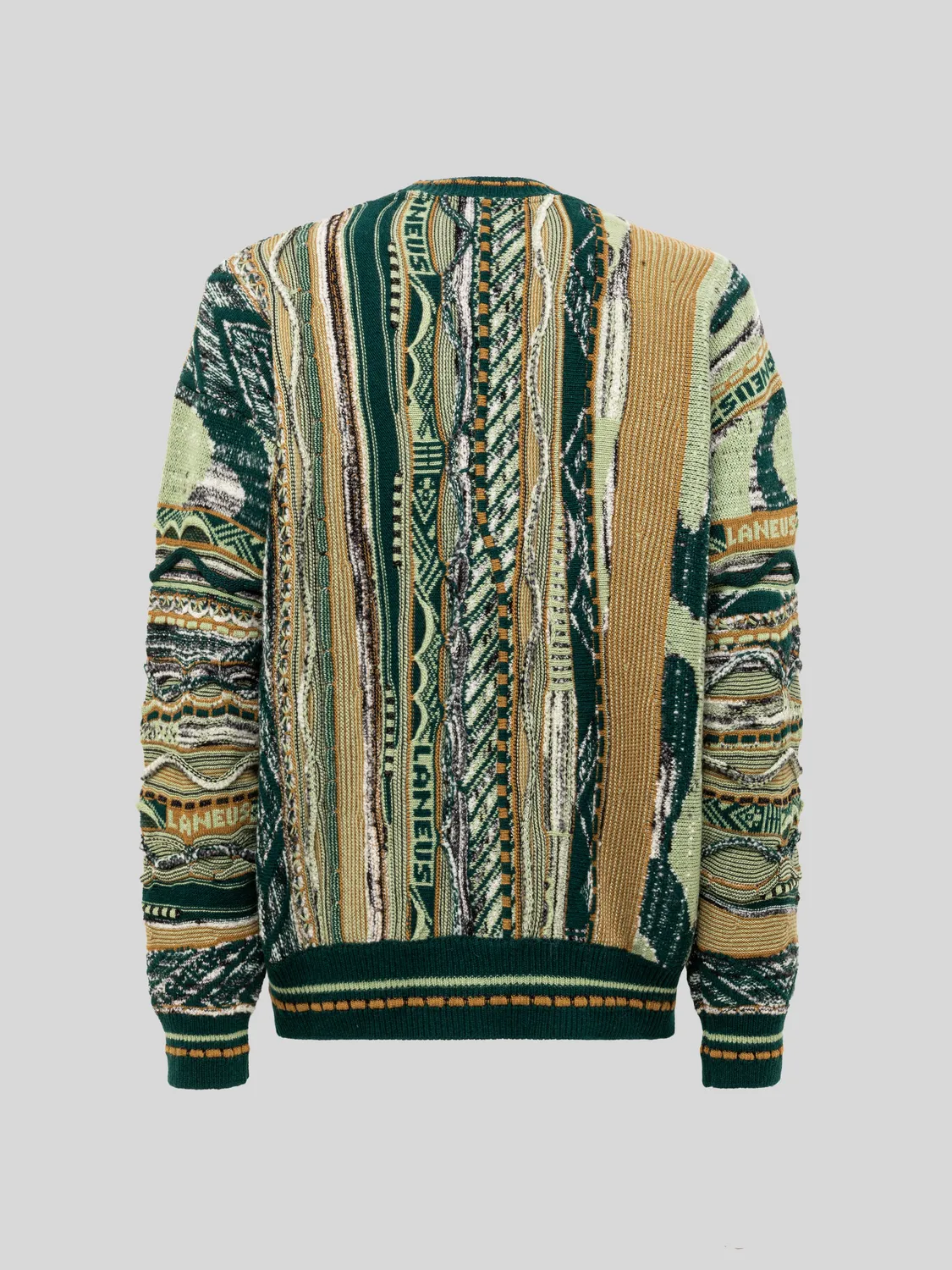 Laneus Boxy Jacquard cardigan grøn merino