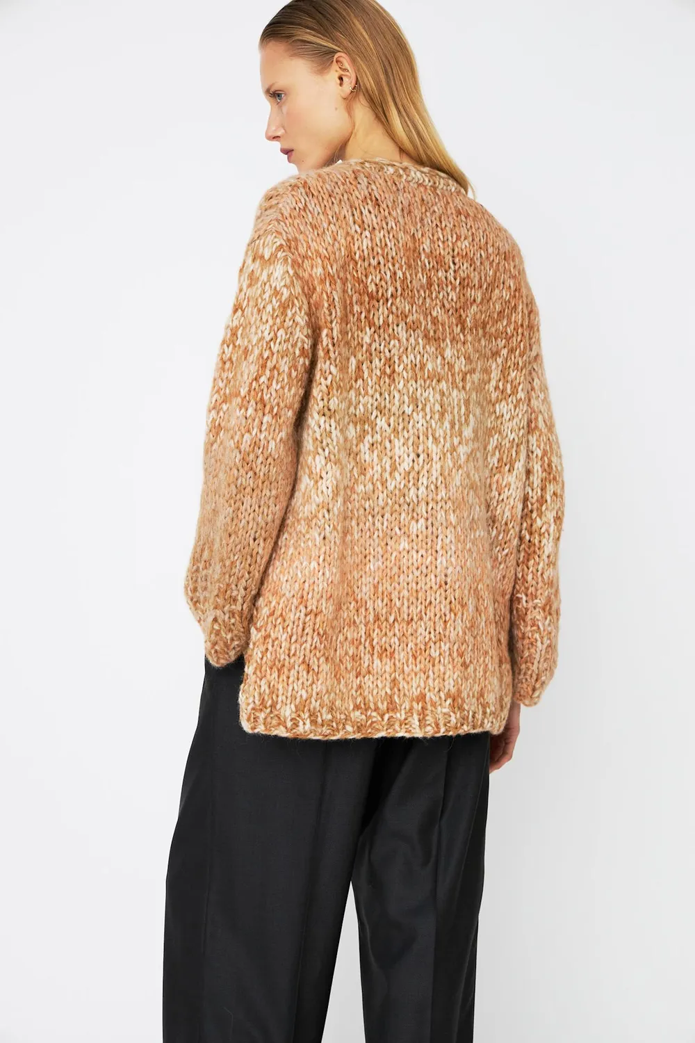 DAWNXDARE ELLIOT strikcardigan 852 camel med lommer