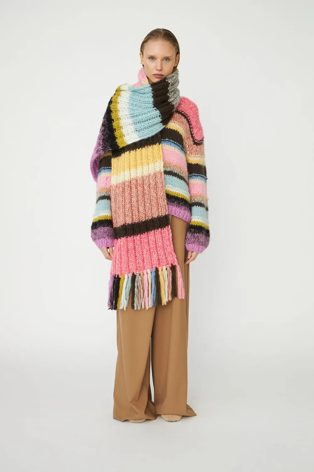 DAWNXDARE Stripe halstørklæde azalea multi mohair
