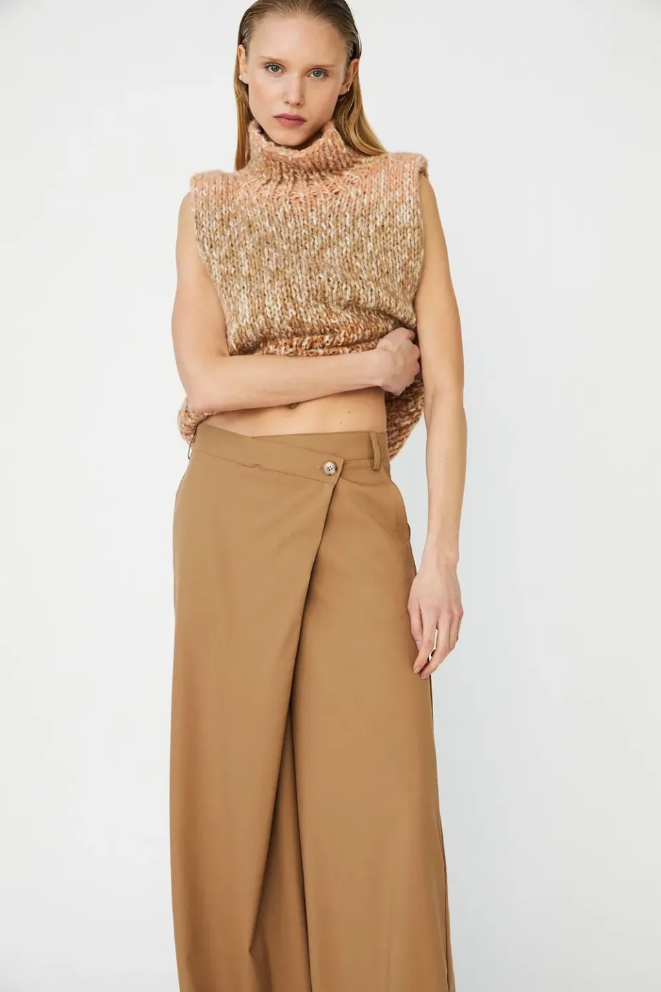 DAWNXDARE ELLIS strik top 852 CAMEL uld