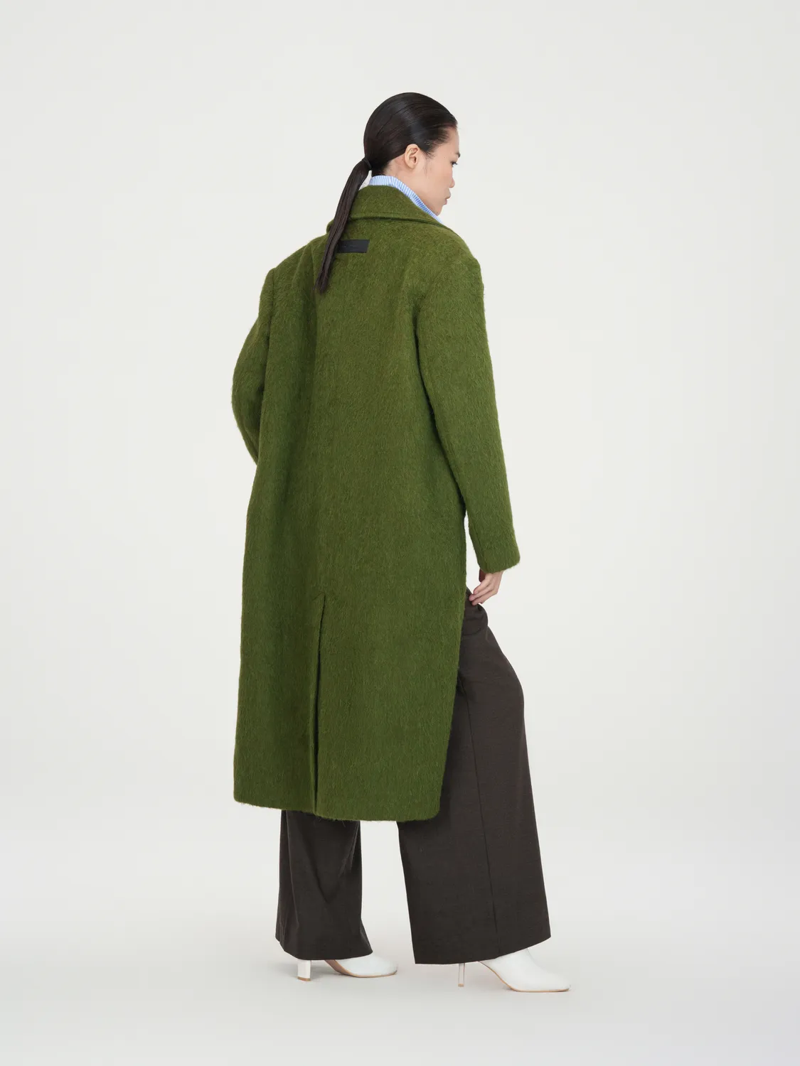 Feng Chen Wang Wool Blend Frakke Grøn Dobbeltknappet