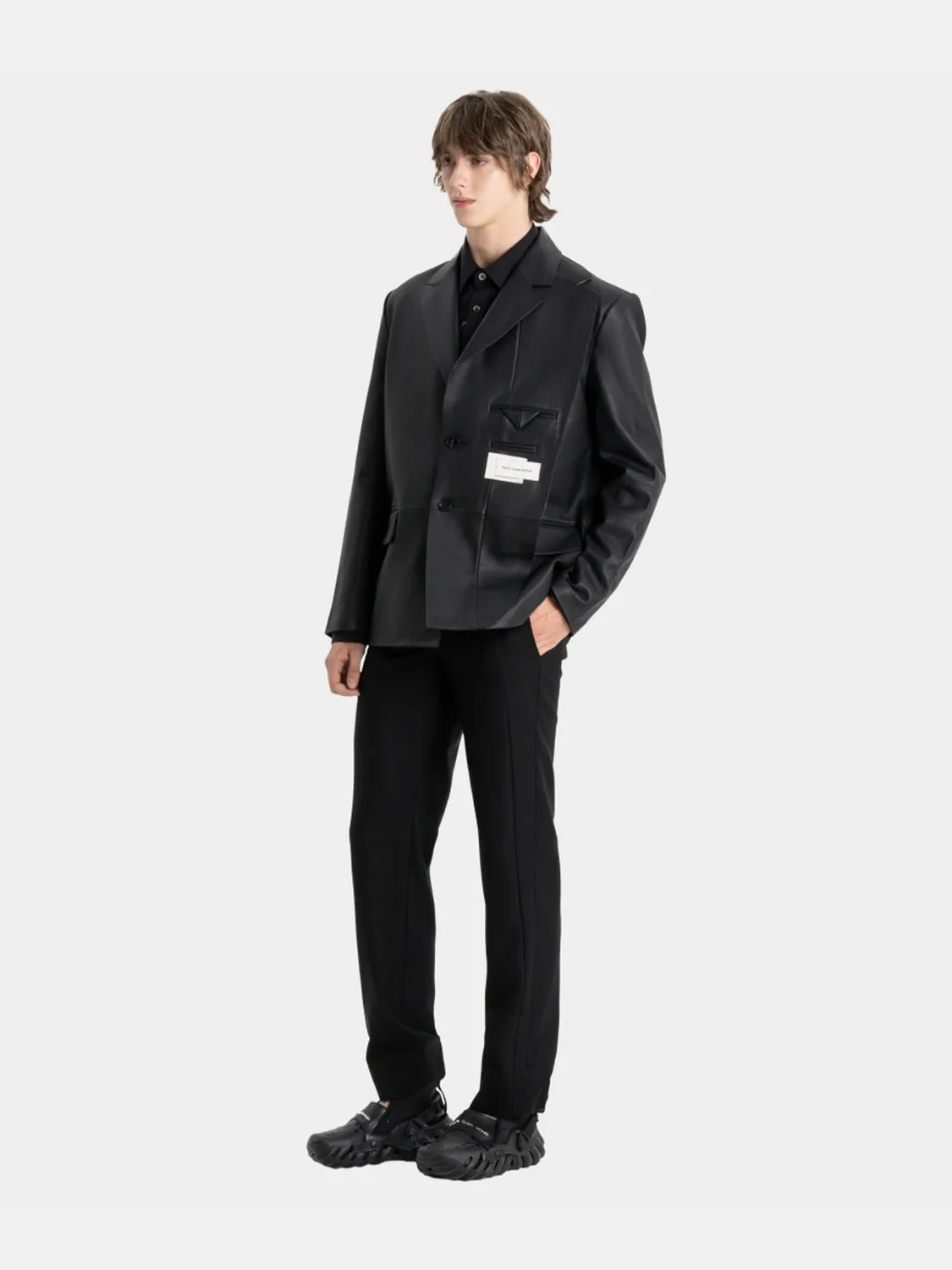 Feng Chen Wang Leather Blazer læderblazer sort