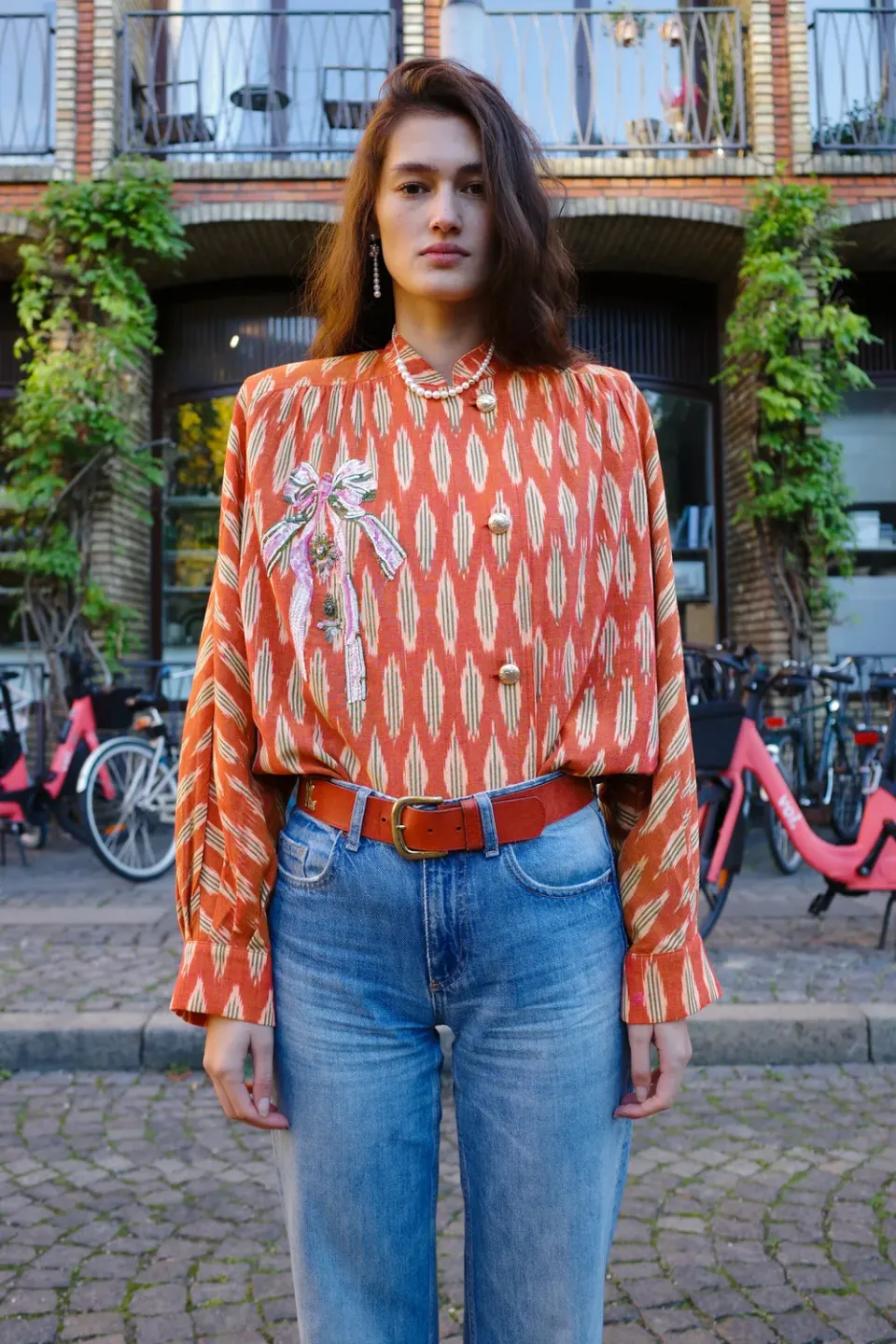 Caro Editions Susan Brown Ikat skjortejakke brun bomuld