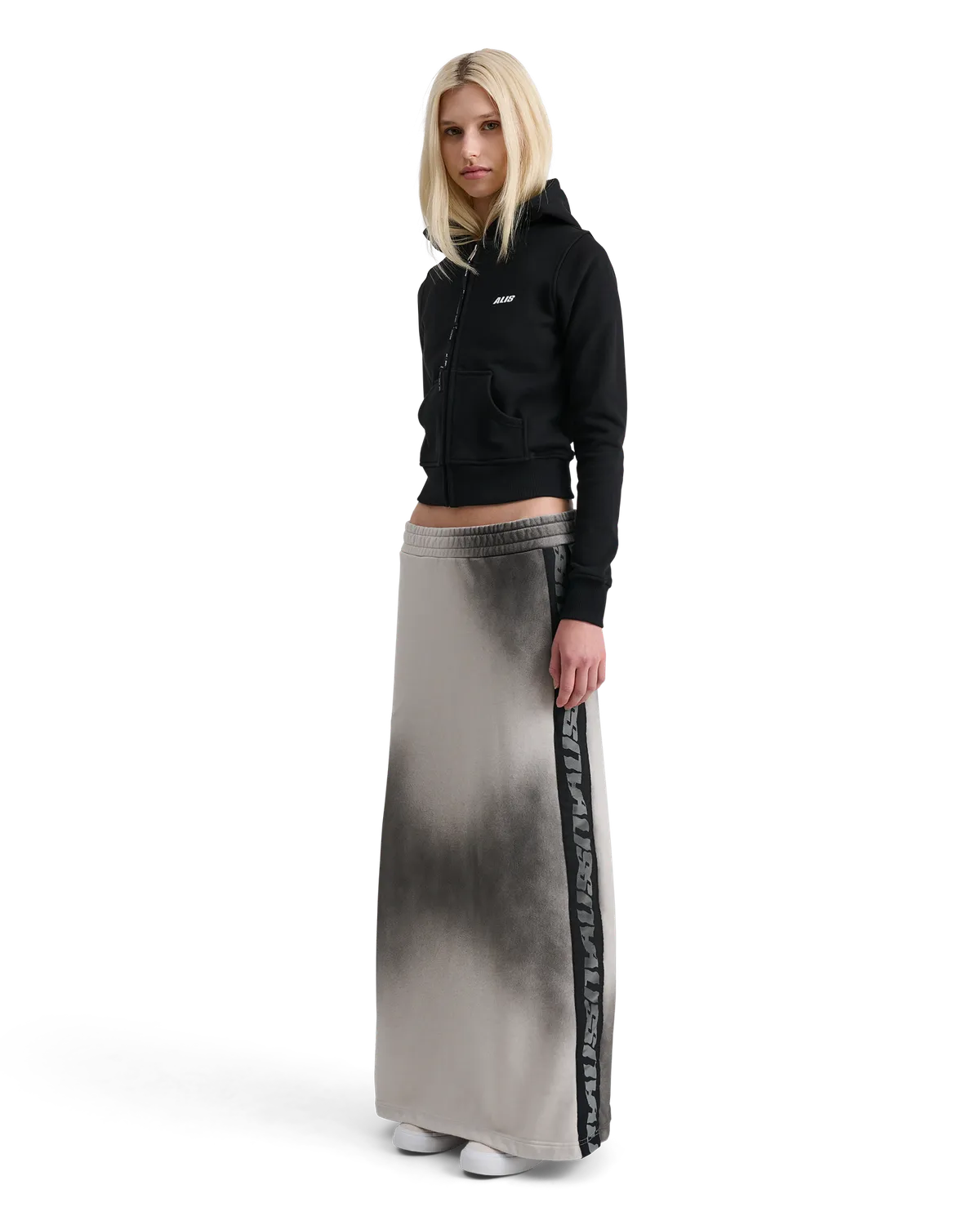 Alis Lauren hættetrøje med lynlås Solid Black cropped