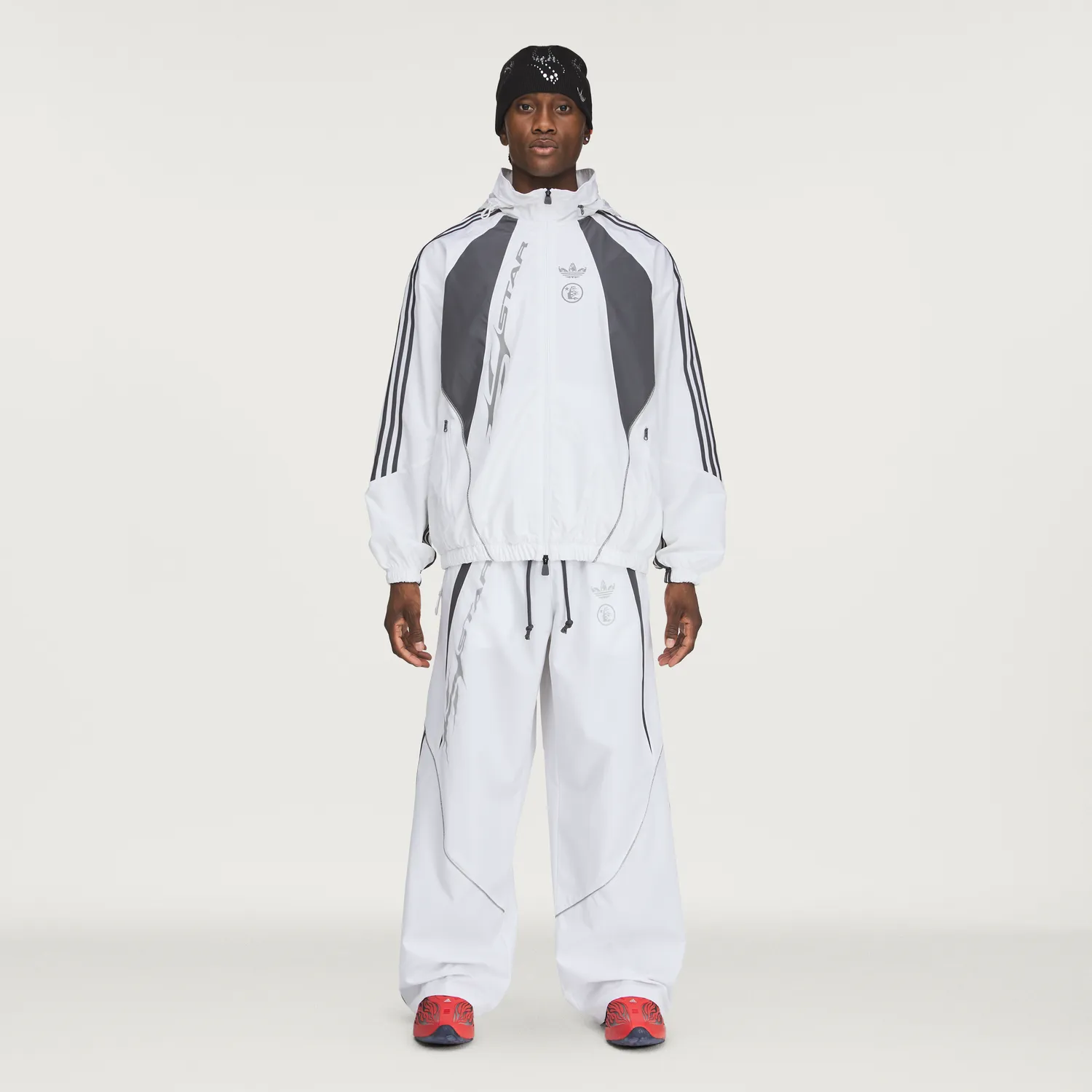Hellstar x Adidas track jacket hvid nylon