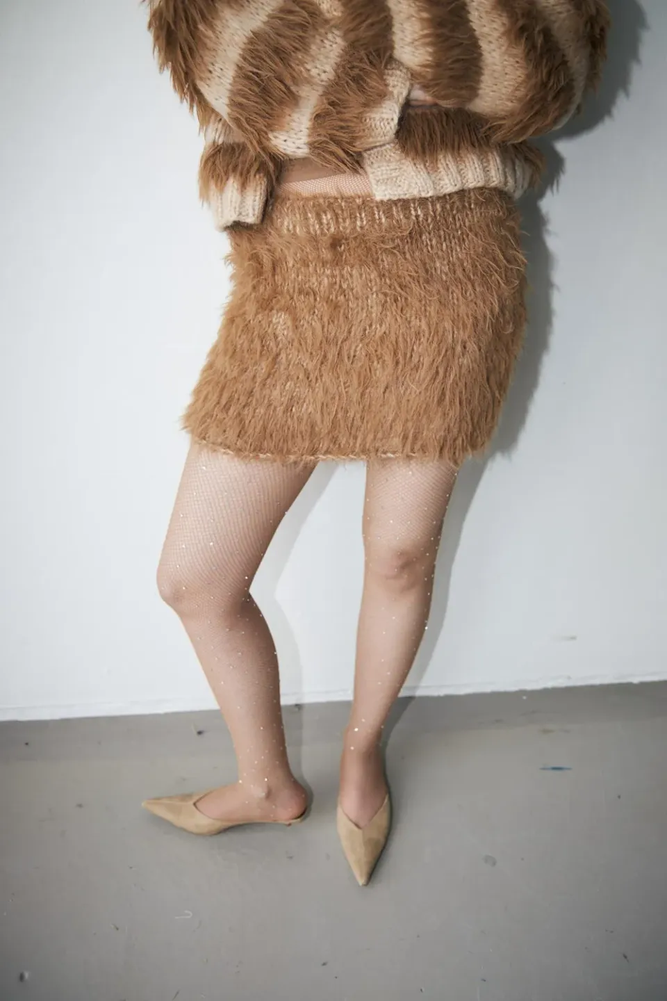 DAWNXDARE BARRÉ mini nederdel 192 Peat mohair