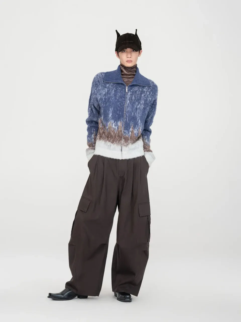 Feng Chen Wang Blue-to-Brown gradient cardigan blå-brun